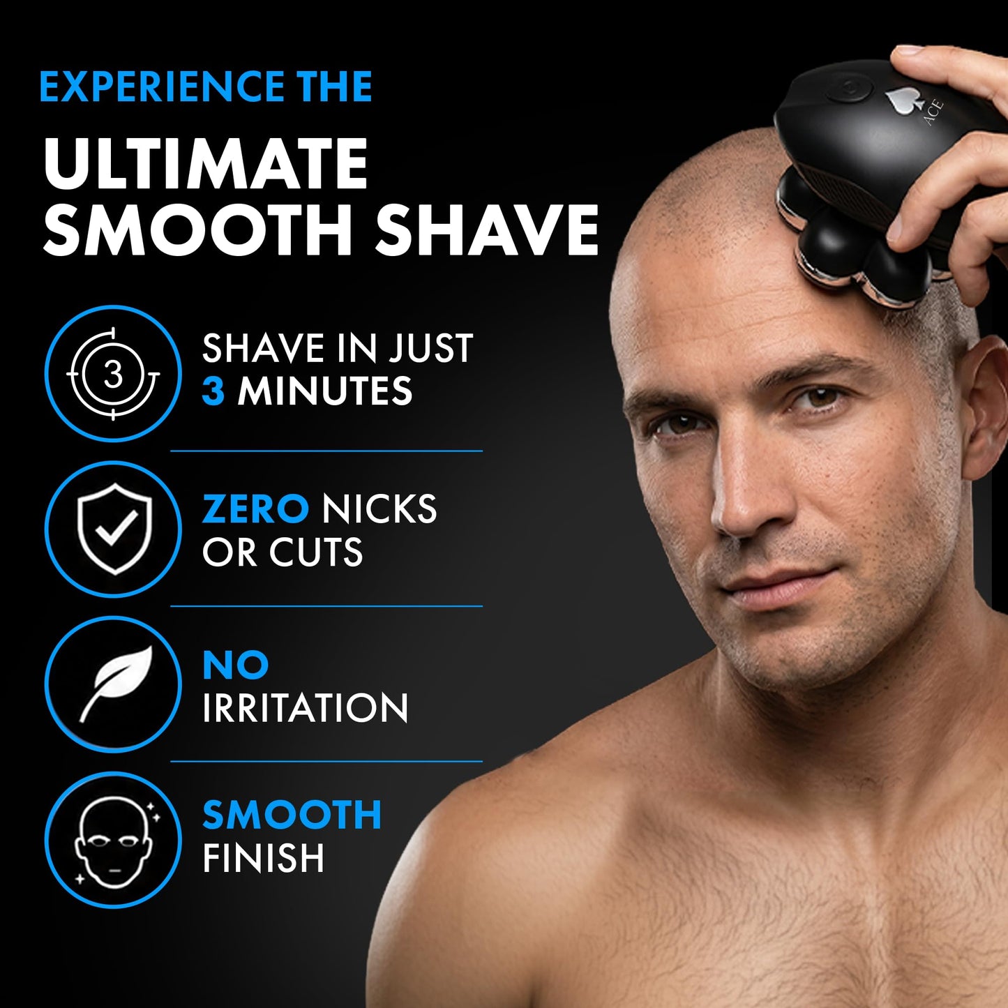 StyleCraft Ace 7X Rotary Bald Head Shavers for Men, Up To 8500 RPM Motor Cordless Electric Head Shaver & Razor with 7 Floating Flex Heads IPX7 Waterproof Wet & Dry Razor USB-C Rechargeable LCD Display