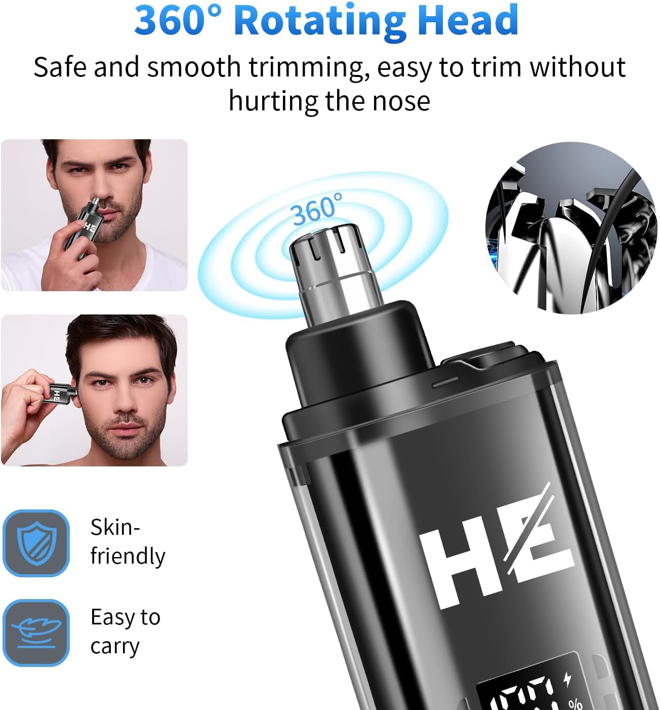 Professional Hair Clippers for Men - Cordless Barber Clipper Set with LED Display, Foil Shaver & Nose Trimmer | Rechargeable