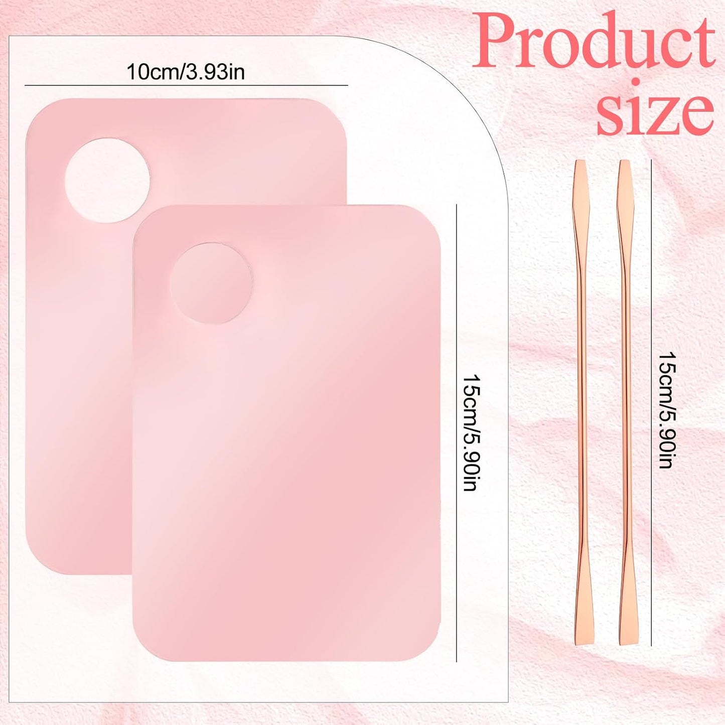Acrylic Makeup Mixing Tray Set - 2 Pcs Foundation Palette with Spatula | Pink Cosmetic Mixing Palette for Eyeshadow & Nail Art