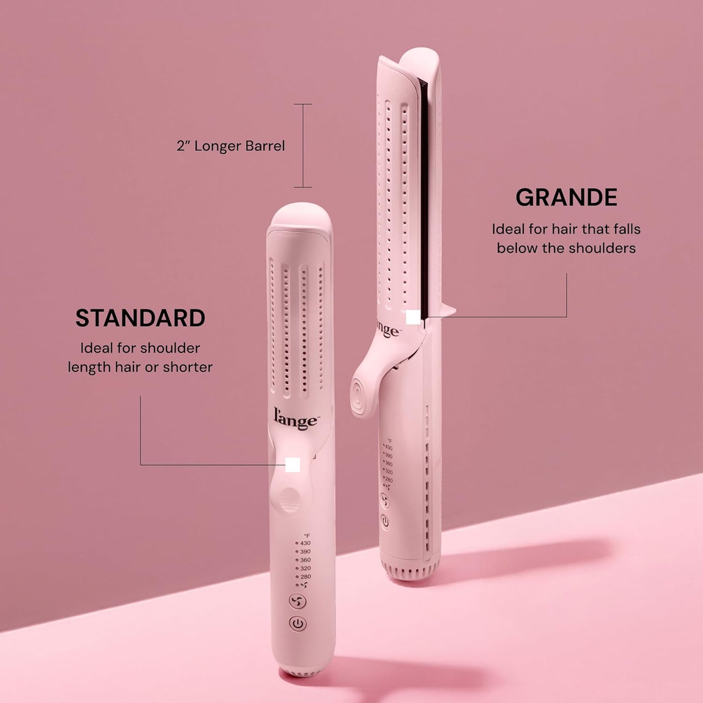 L'ANGE HAIR 2-in-1 Hair Straightener & Curler - 360° Airflow, Titanium Plates | 1" Wand for Long Hair (Blush)