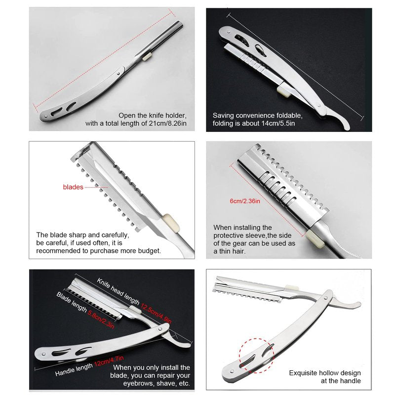 Precision Razor Blades - Single Edge for Men Eyebrow Shaping, Straight Razor and Razor for Women (100 pieces + 1 tool holders)