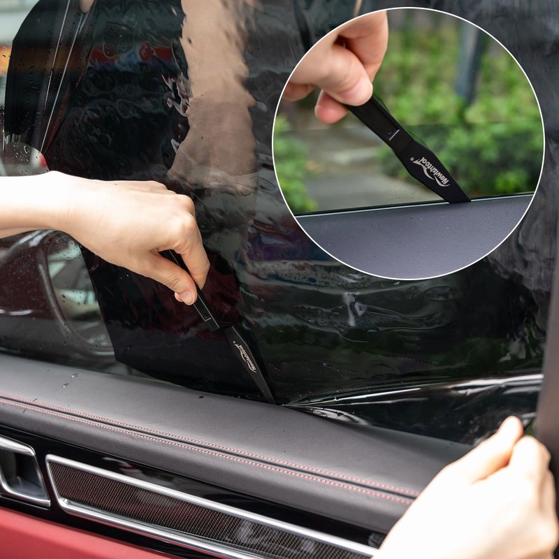 NEWISHTOOL Window Tint Tool, 5 PCS Black Corner Squeegee with Long Handle and Flat Lip for Window Tinting Film Installation