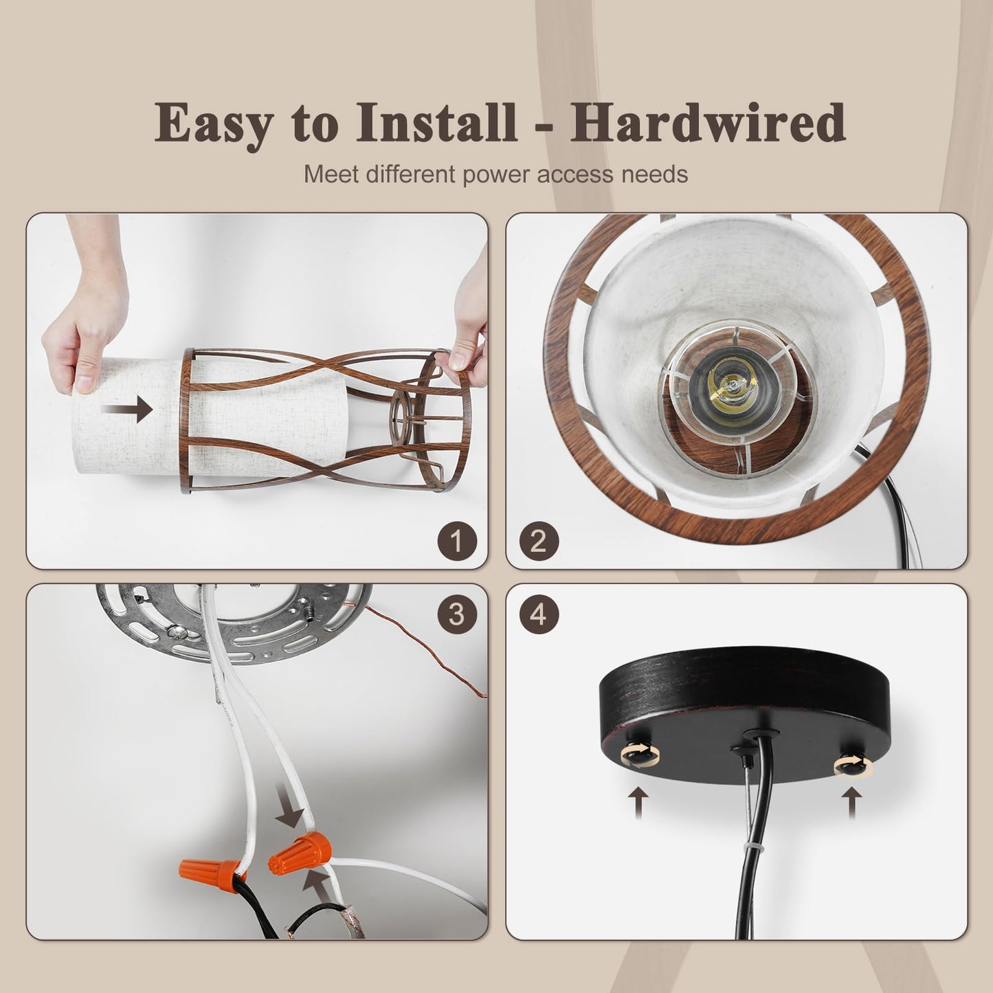 HYMELA N10-4-2 Farmhouse Pendant Lights Kitchen Island Adjustable Lengths Vintage Pendant Lighting Rustic Mini Ceiling Light Over Island for Bedroom Dining Room Hallway (Bulb Included)
