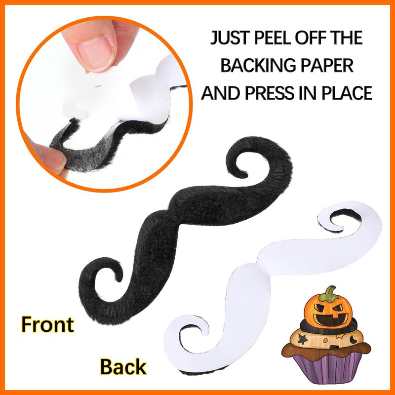 Knitgrip 12 Pcs Fake Mustaches Handlebar Self Adhesive Stick on Mustache Novelty False Facial Hair for Men Steampunk Halloween Christmas Party Supplies Costume(Black)