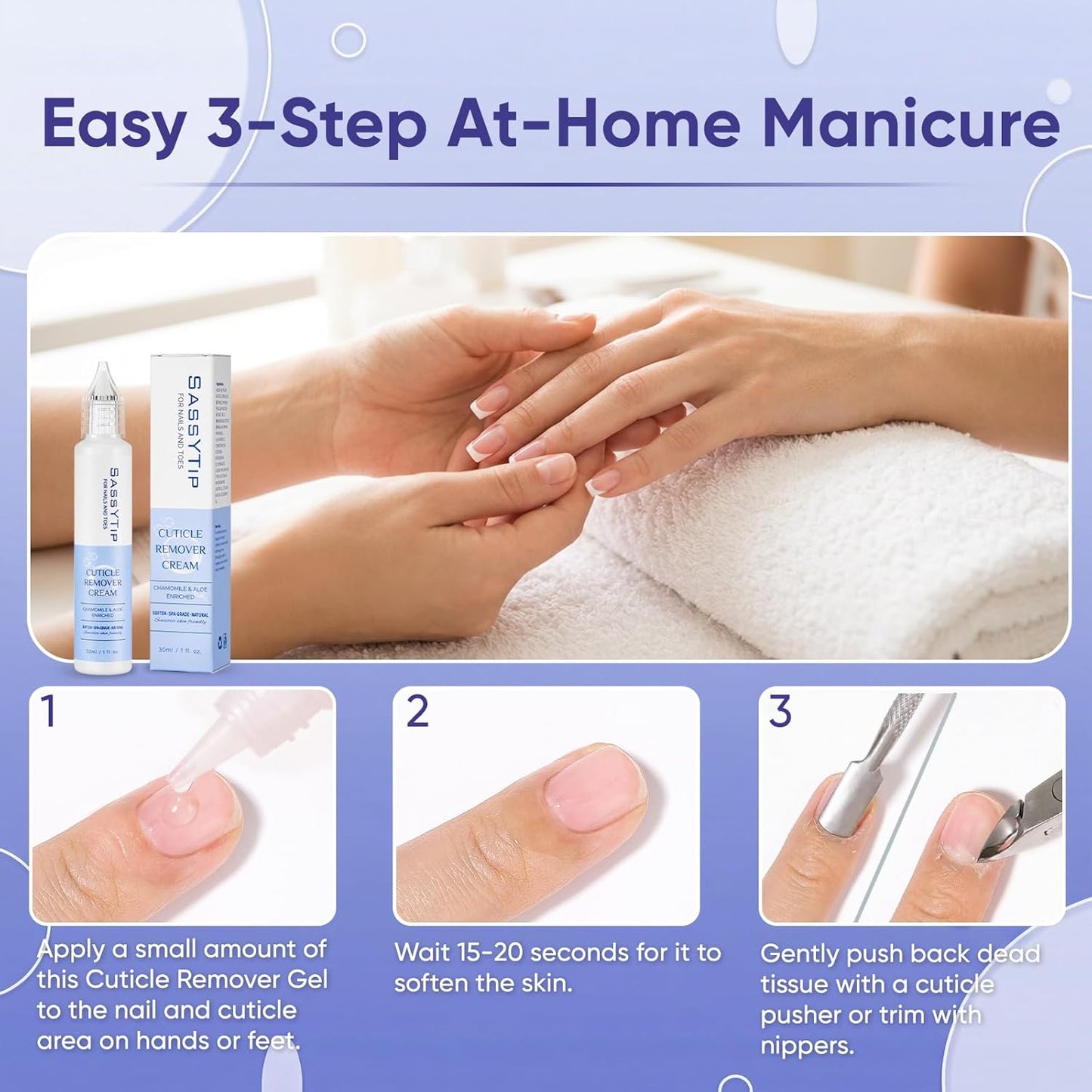 Cuticle Care Kit - Nourishing Cuticle Remover Gel & Ceramic Pusher | At-Home Manicure Set for Dry Nails
