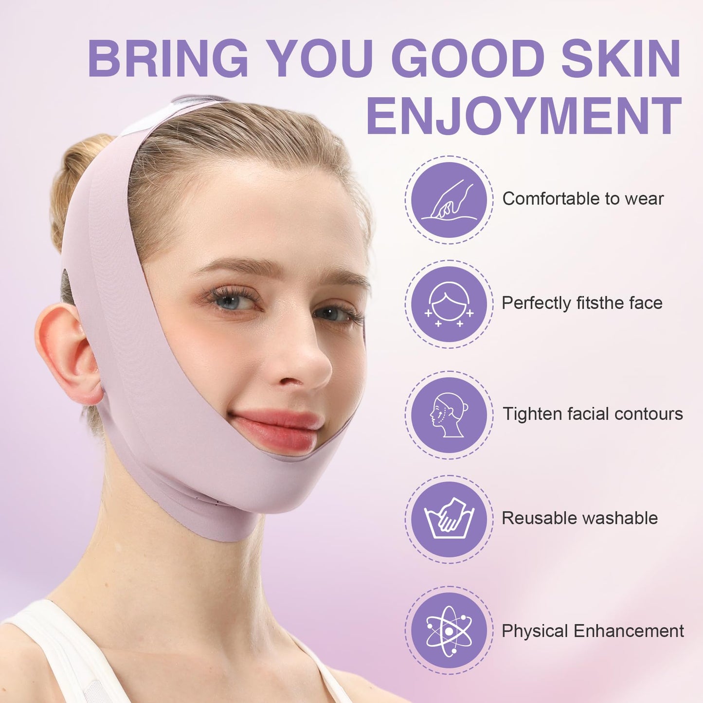 Face Lift Belt Forehead Lift Band, Breathable Comfort Pressure Forehead Bandage Chin Up Face Lifting Vshaped Strap
