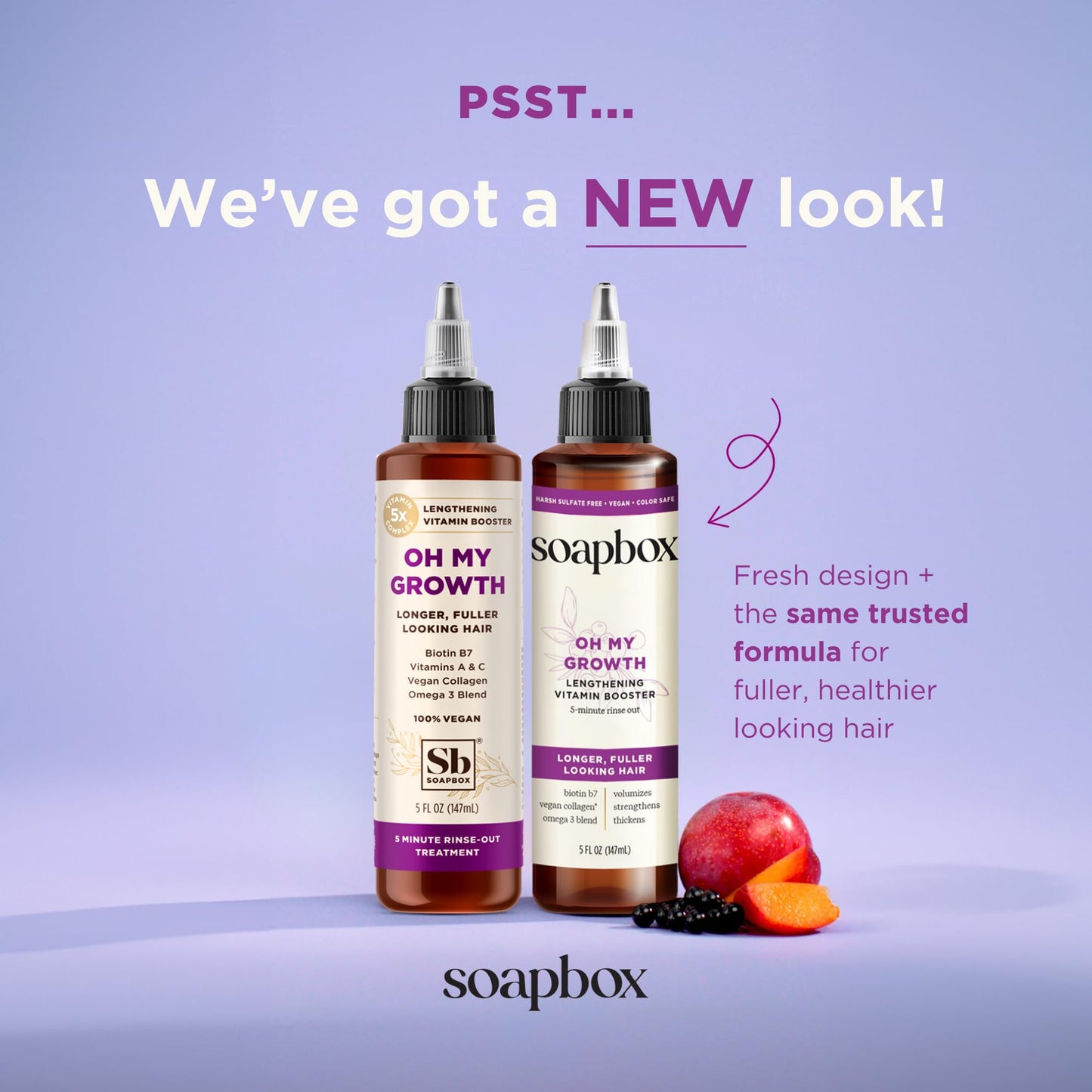 Soapbox Oh My Growth, Lengthening Vitamin Booster Hair Treatment - Leaves Hair Thicker, Fuller, Stronger & Healthier - Lightweight 5-Minute Treatment with Biotin, Vegan Collagen & Vitamin C - 5oz