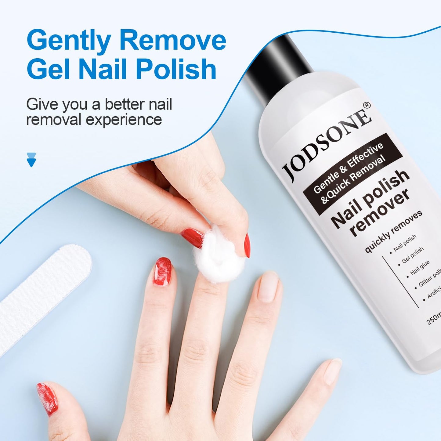 JODSONE Acetone-Free Nail Polish Remover 8.45 Fl Oz Gel Nail Polish Remover Professional Soak off for Acrylic Nail Remover and Removal Gel Nail Polish for Home Salon