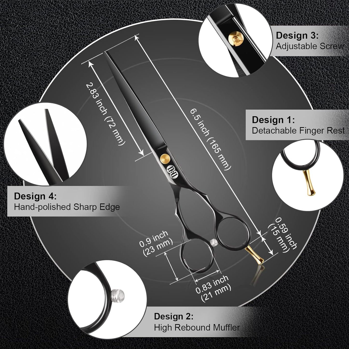 Professional Hair Cutting Scissors Set - 6.5 Inch Barber Shears for Home Salon | Right & Left Handed Hairdressing