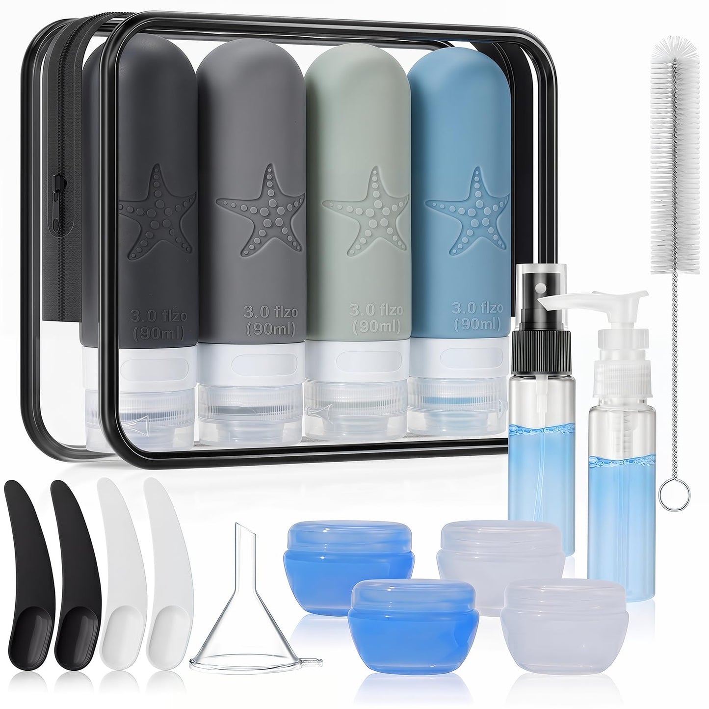 JBYAMUS 18 Pcs Silicone Bottles Set, Leak-Proof Design, Travel Size, TSA Approved for Toiletries, Portable Containers and Best Gifts for Women
