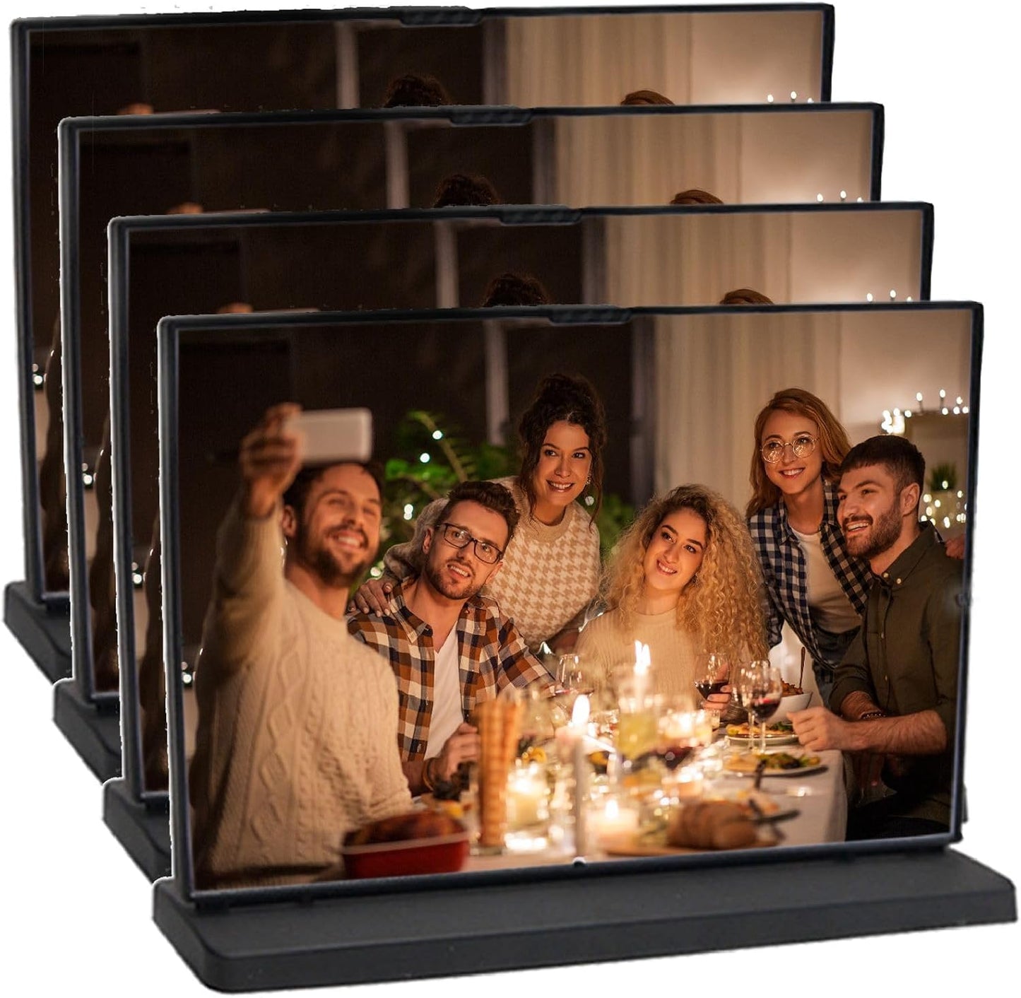 Acrylic Sign Holder - 12x8 Two-Sided Display Stand | 4 Pack for Cafes, Shops, Events