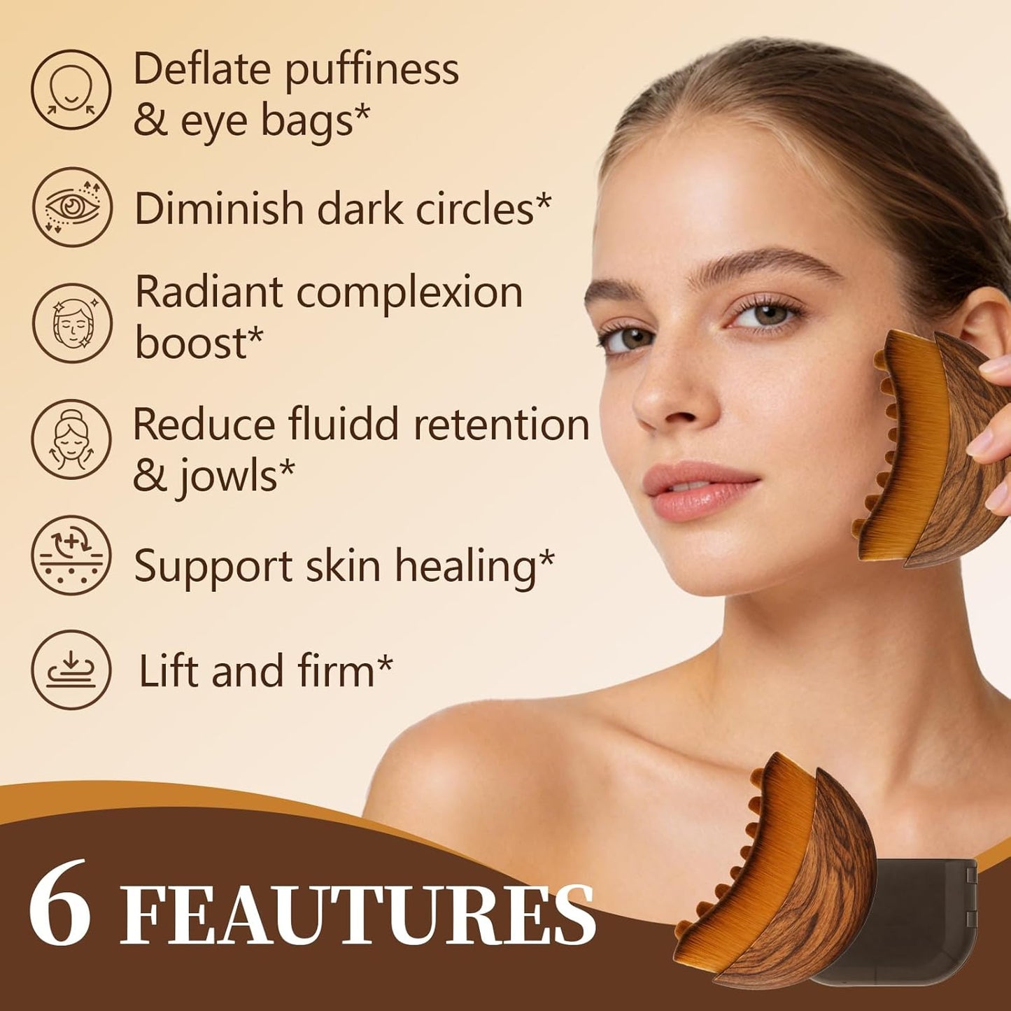Lymphatic Contour Face Brush - Gua Sha Tool for Lymphatic Drainage & Relaxation | 2-Piece Set