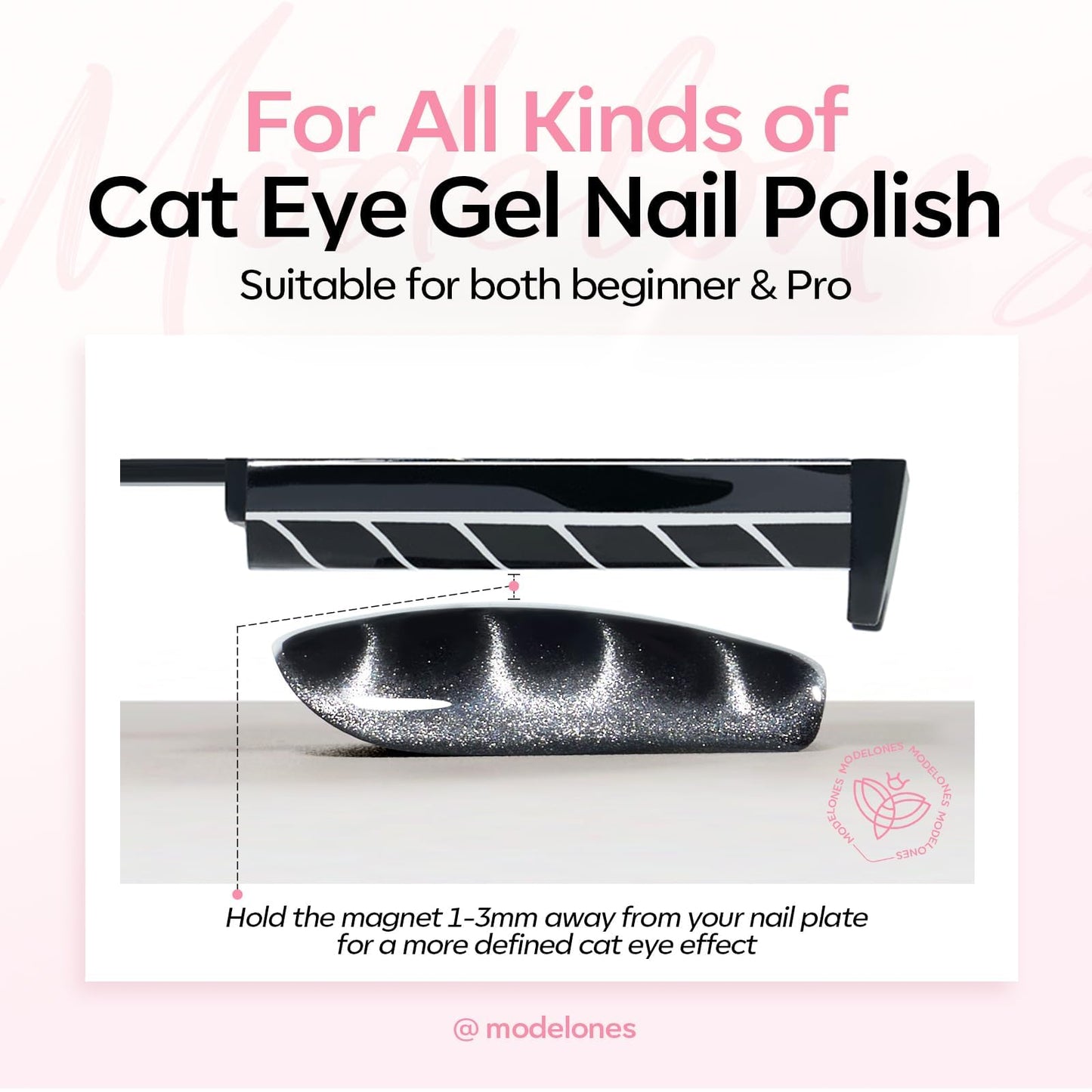 Modelones Cat Eye Magnet Black 8-in-1 Tool Strong Magnetic for Cateye Gel Polish