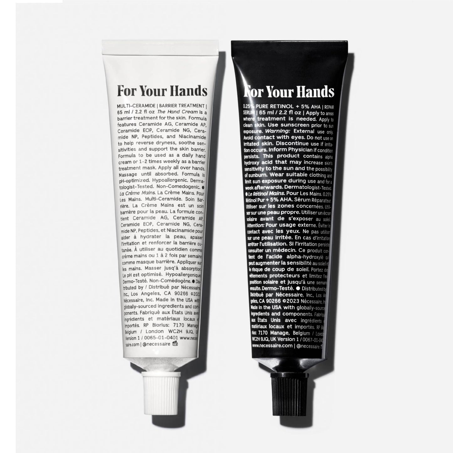 Nécessaire The Hand Duo – The Hand Cream + The Hand Retinol Treatment Gift Set for Dry Hands – Daily Moisture + Nighttime Repair with Ceramides, Peptides & Retinol – 2 x 2.2 oz