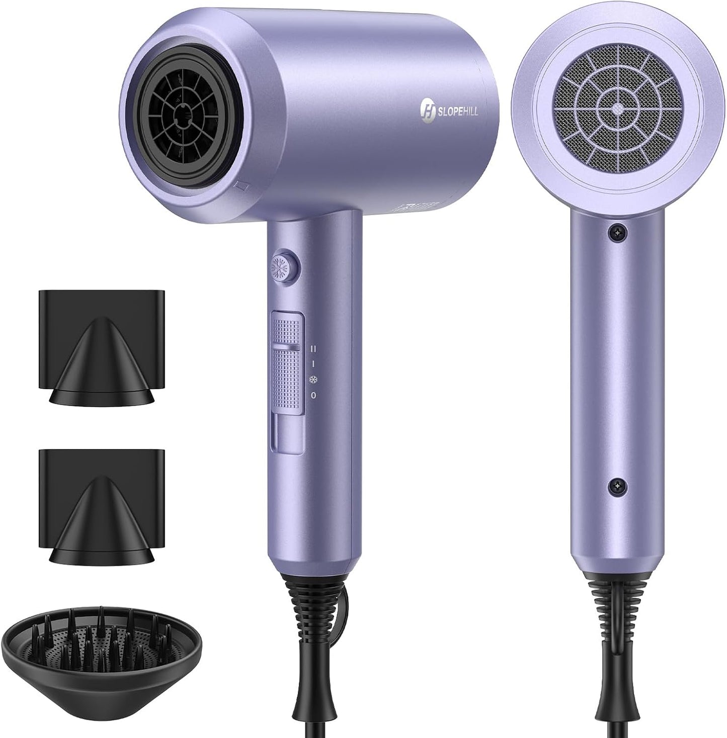 Ionic Hair Dryer - Powerful 1800W Fast Drying with Low Noise | 2 Concentrator Nozzles & 1 Diffuser - Agate Red