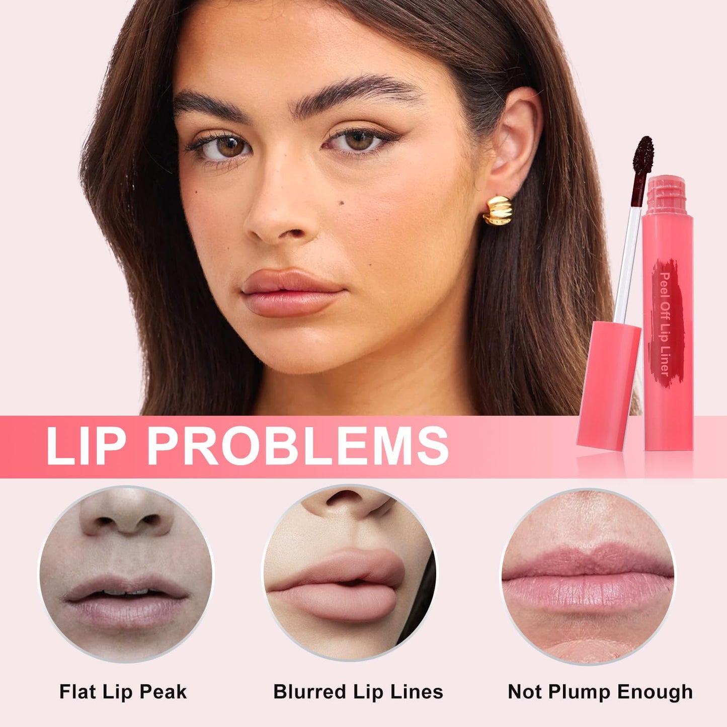 Ursoulney Lip Stain Peel Off - Long Wear Tattoo Lip Liner, Waterproof & Transfer-proof Peel Off Lip Stain with Matte Finish, Gifts for Women (Coral Red, 1 Count(Pack of 1))