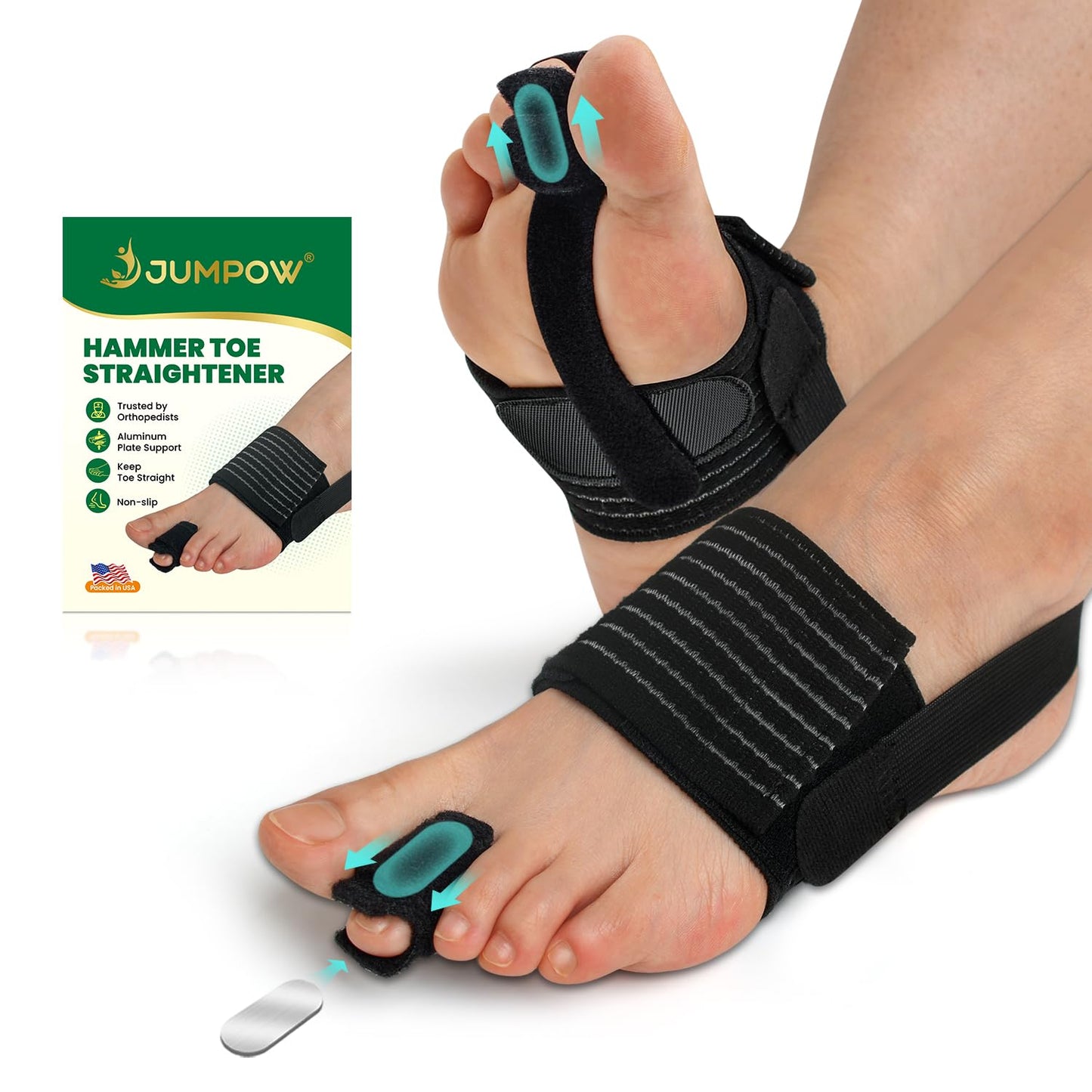 JUMPOW Hammer Toe Straightener for Men & Women – Non-Slip Hammer Toe Corrector，Toe Splint Relief for Hammer, Curled, Crooked, Broken Support