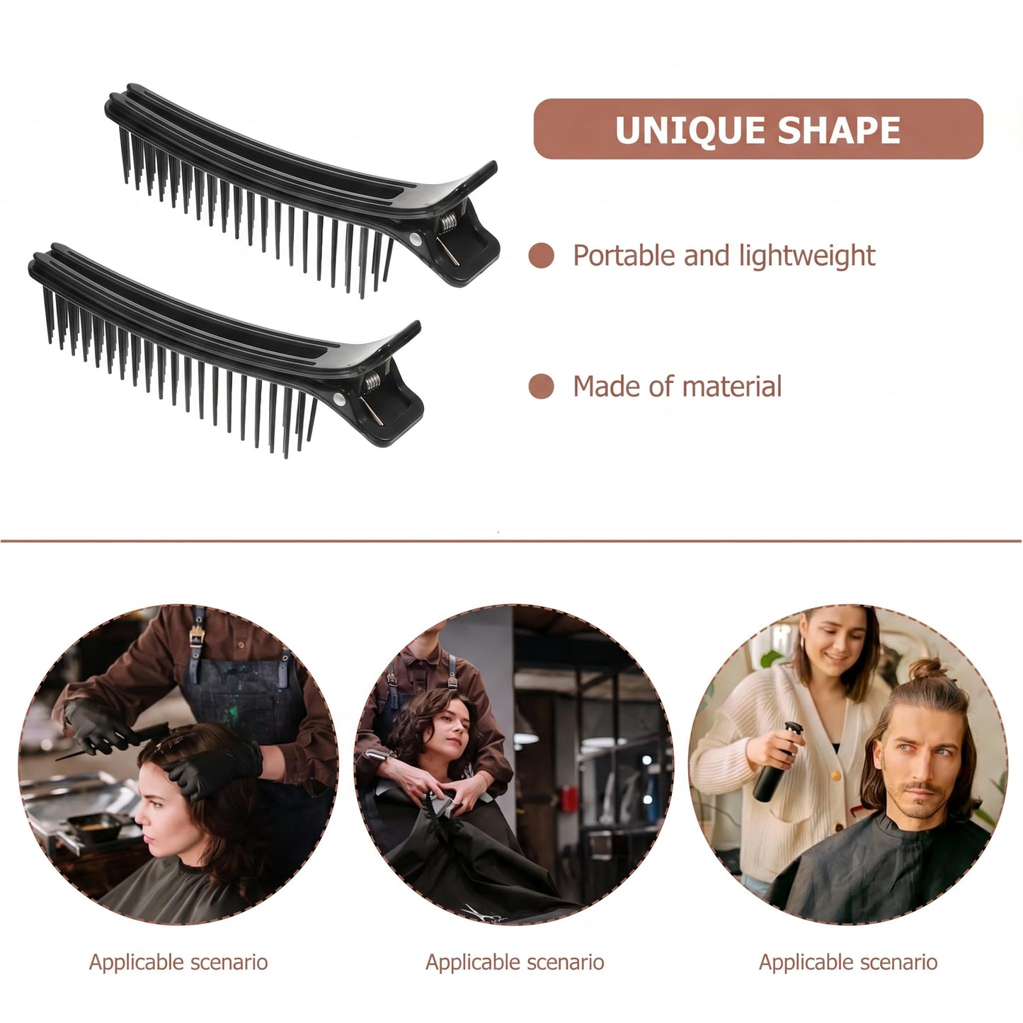 2pcs Hair Sectioning Clips Stylist Nonslip Hair Clips Comb for Professional Salon Sectioning Haircuts Dying DIY Accessories