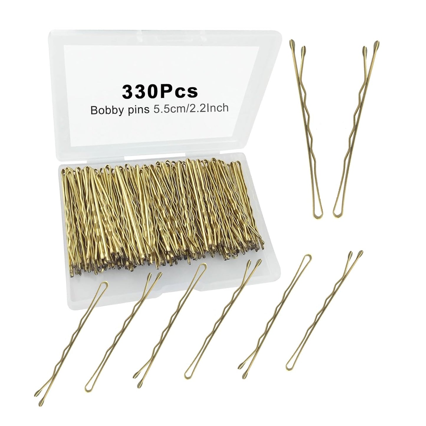 Bobby Pins - 330 Count Brown Hair Pins in Cute Box | Premium 2.2 Inch for Kids, Girls & Women
