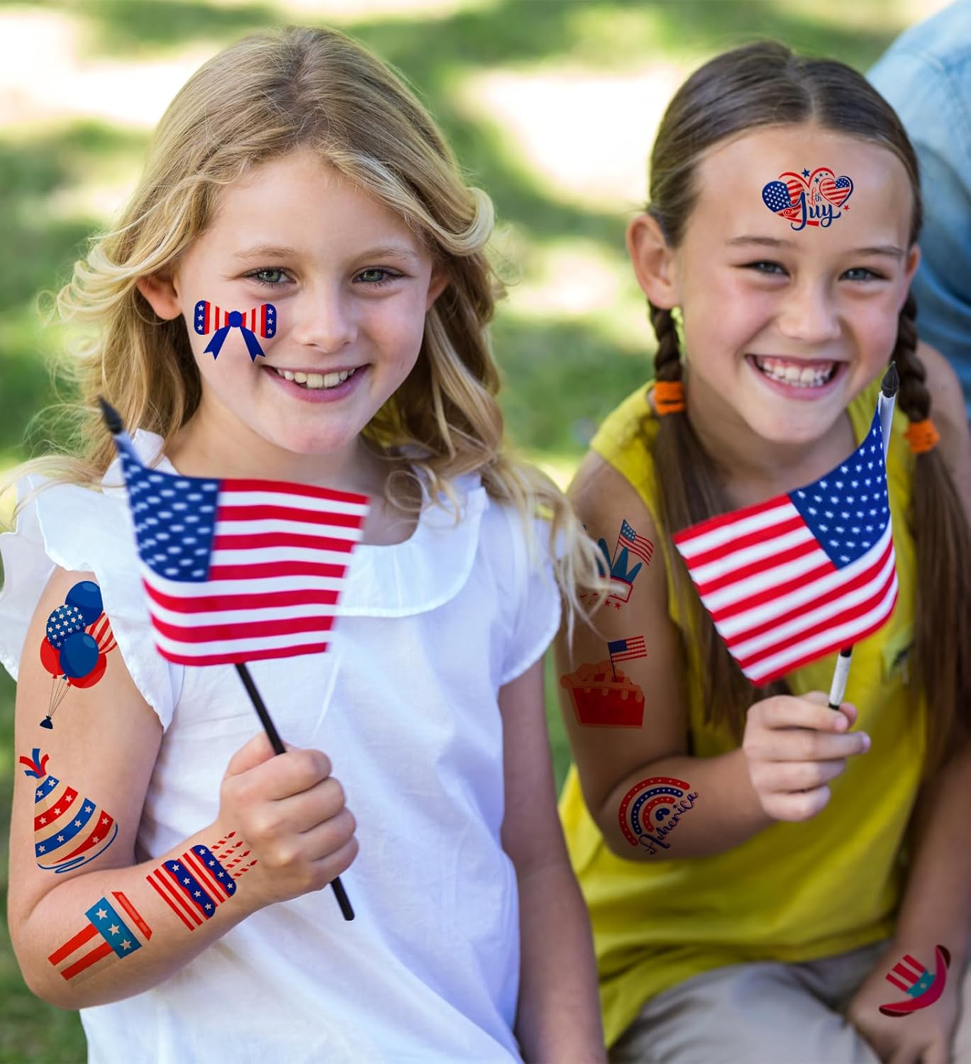 4th of July Outfits for Women - 120 PCS USA Flag Temporary Tattoos | Patriotic Fireworks & Eagle Designs