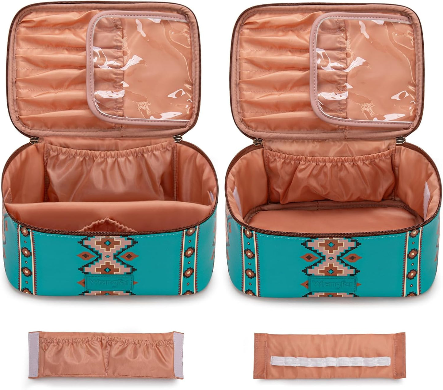 Montana West Travel Makeup Bag Set - Large Cosmetic Organizer with Brush Holder & Divider | Cute Aztec Design
