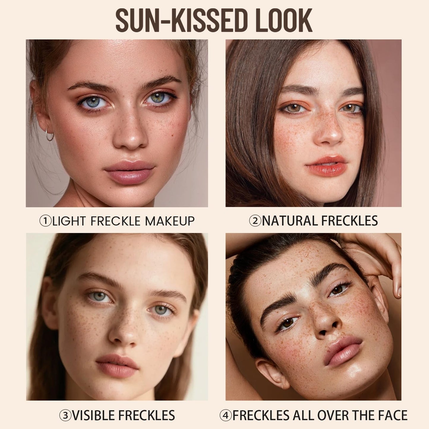 Pudaier 2Pcs Freckle Stamp - Waterproof Faux Freckle Pen, Natural-Looking Freckle Makeup, 5-Point Quick Dry Long-Lasting Magic Fake Freckles Marker for Sunkissed Makeup (#3-Coffee + #4-Caramel)