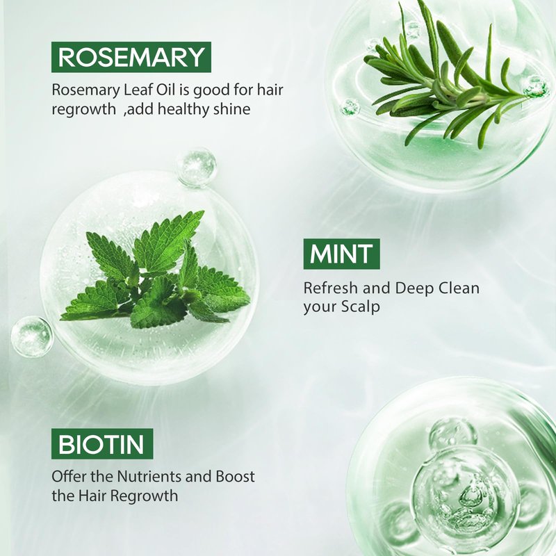 NUSPA Natural Rosemary Mint Hair Serum Grow Long Scalp Moisturizer Infused with BIOTIN Zero Fragrance Reduce Hair Loss for Hair Regrowth,Daily Dry Scalp Treatment