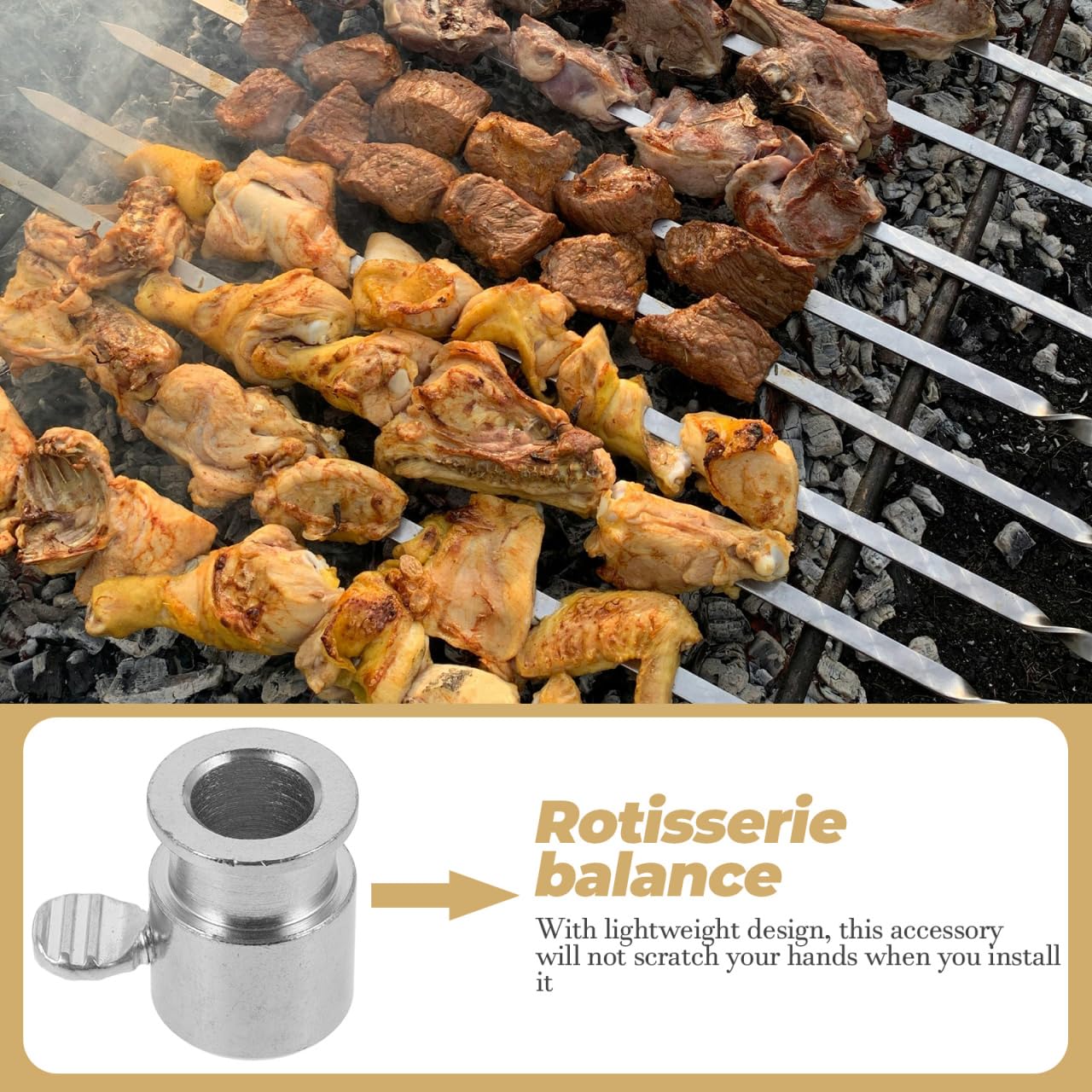 POPETPOP Rotisserie Spit Rod Roller Bushings, Stainless Steel Rotisserie Rod Holder Accessory for Outdoor Barbecue Ensures Smooth Rotation and Even Cooking of Food