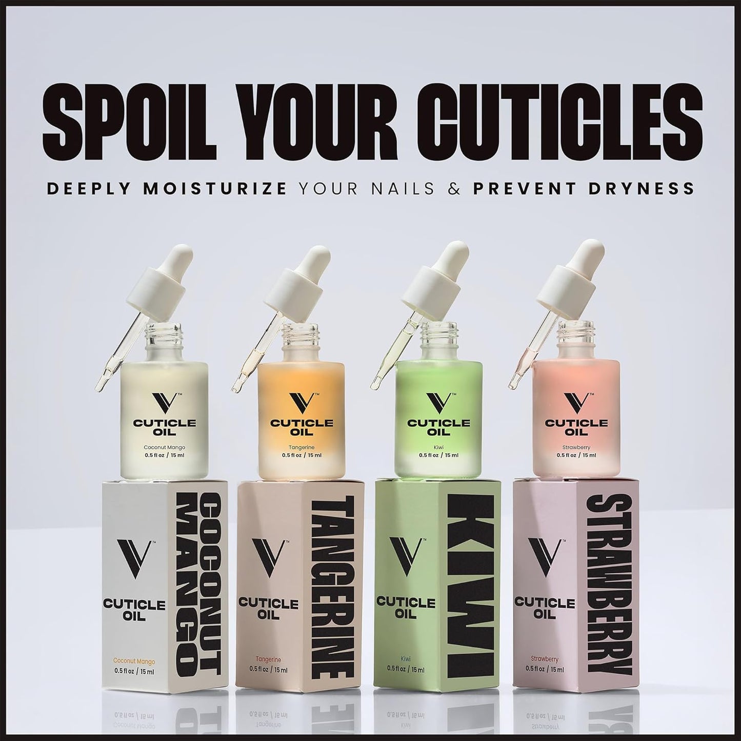 V Beauty Cuticle Oil - Natural Nail & Cuticle Moisturizer, Softens & Conditions | Strawberry, 15ml