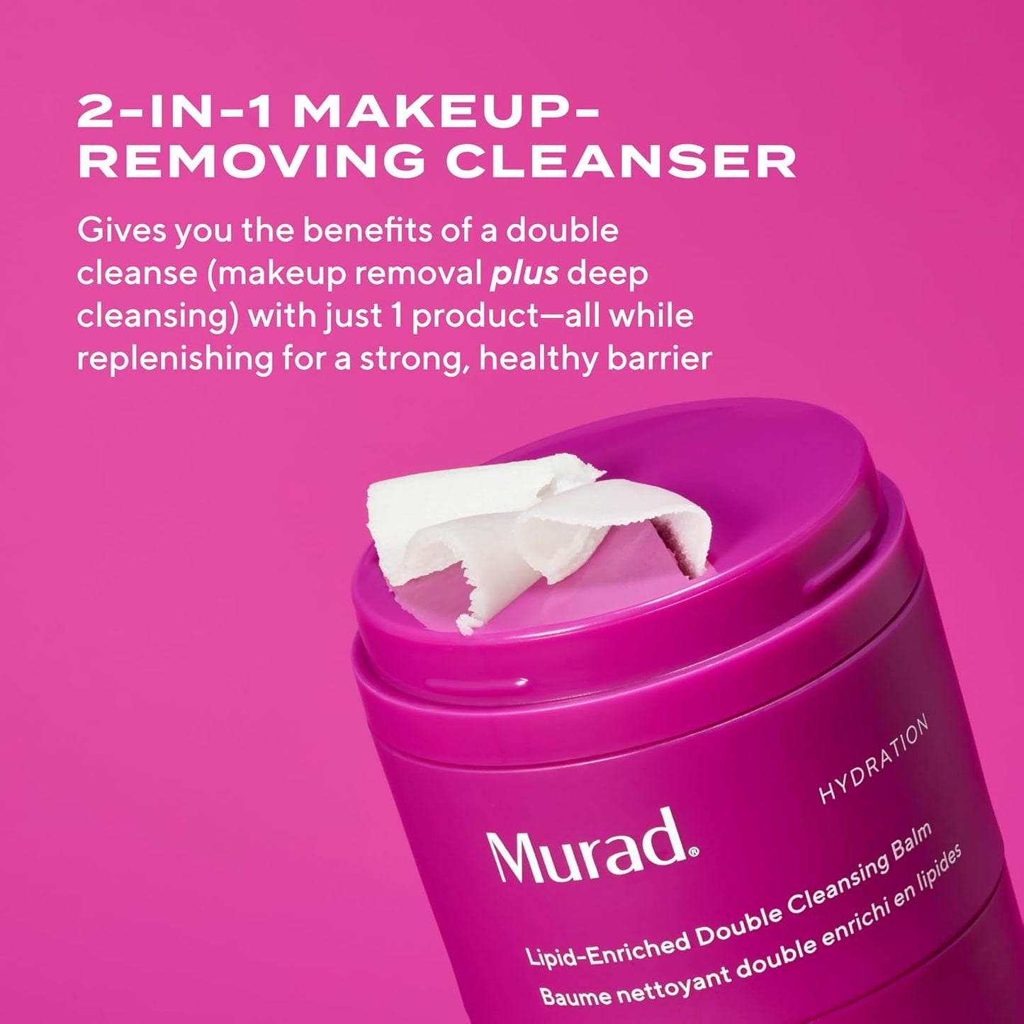Murad Lipid-Enriched Double Cleansing Balm - Hydrating Balm-to-Oil Face Cleanser | Removes Long-Wear Makeup & SPF - 1.7 Fl Oz