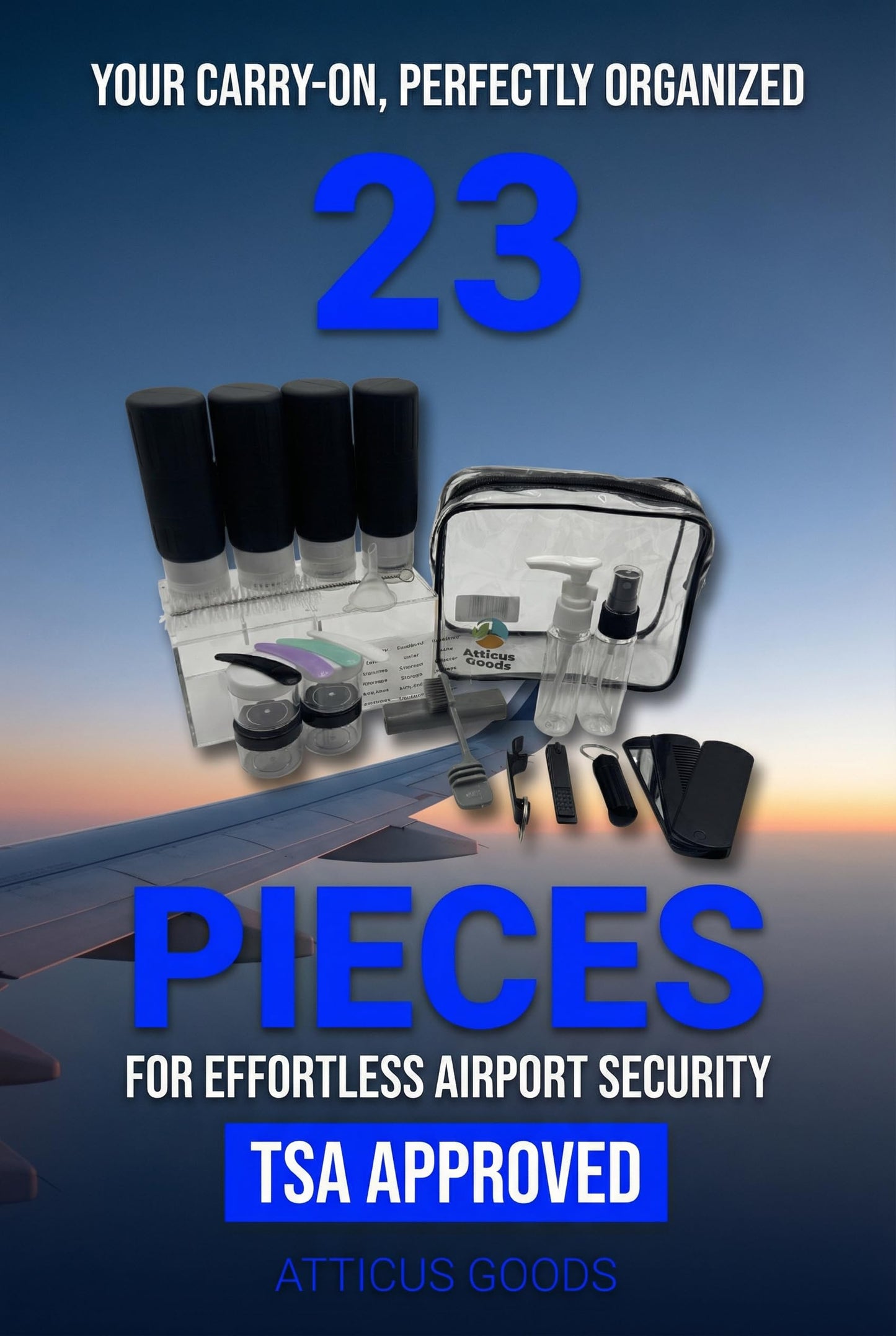 Atticus Goods 23 Piece Travel Size Containers Set