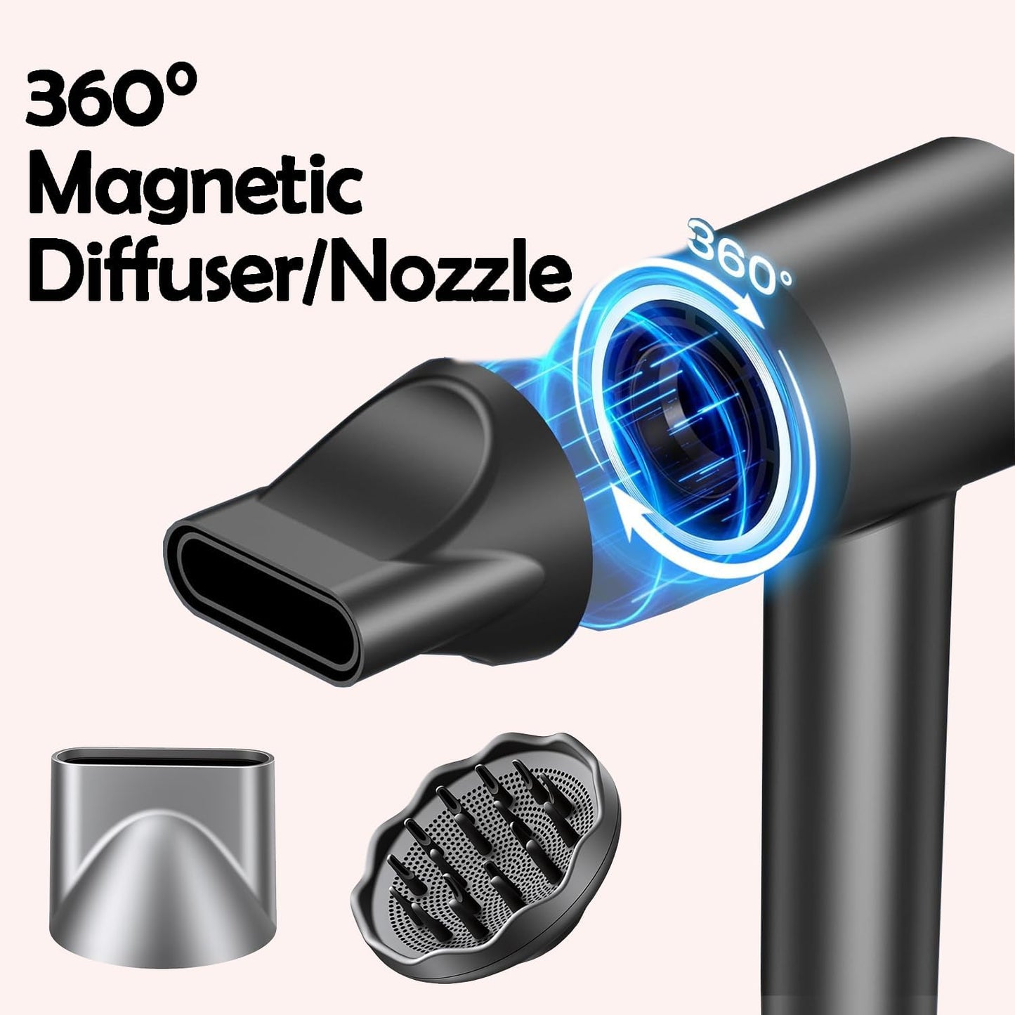 High-Speed Ion Hair Dryer - 1400W Brushless Motor, Ultra-Light & Low Noise | Intelligent LCD Display for Women & Children