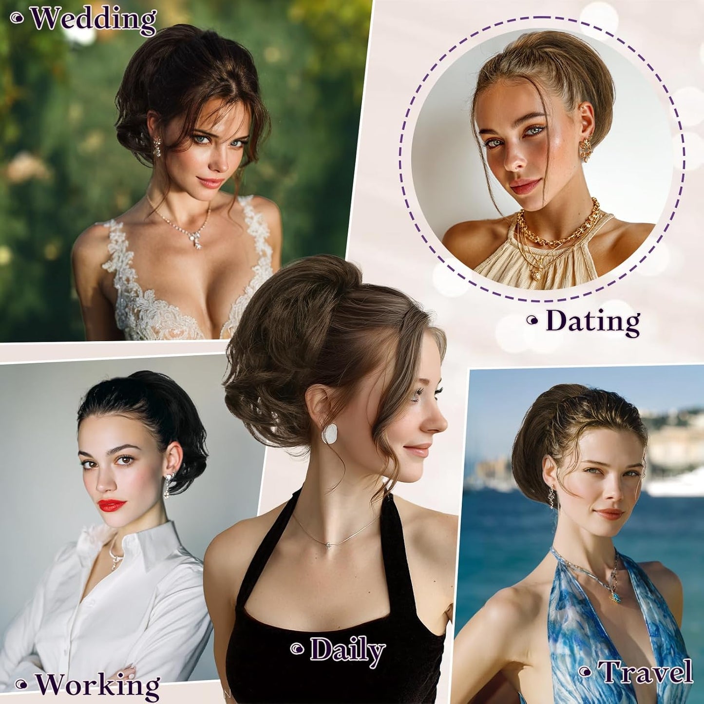 Claw Clip Short Human Hair Ponytail Extension - Bendable Metal for DIY Styles | 9 Inch Dark Brown Messy Bun