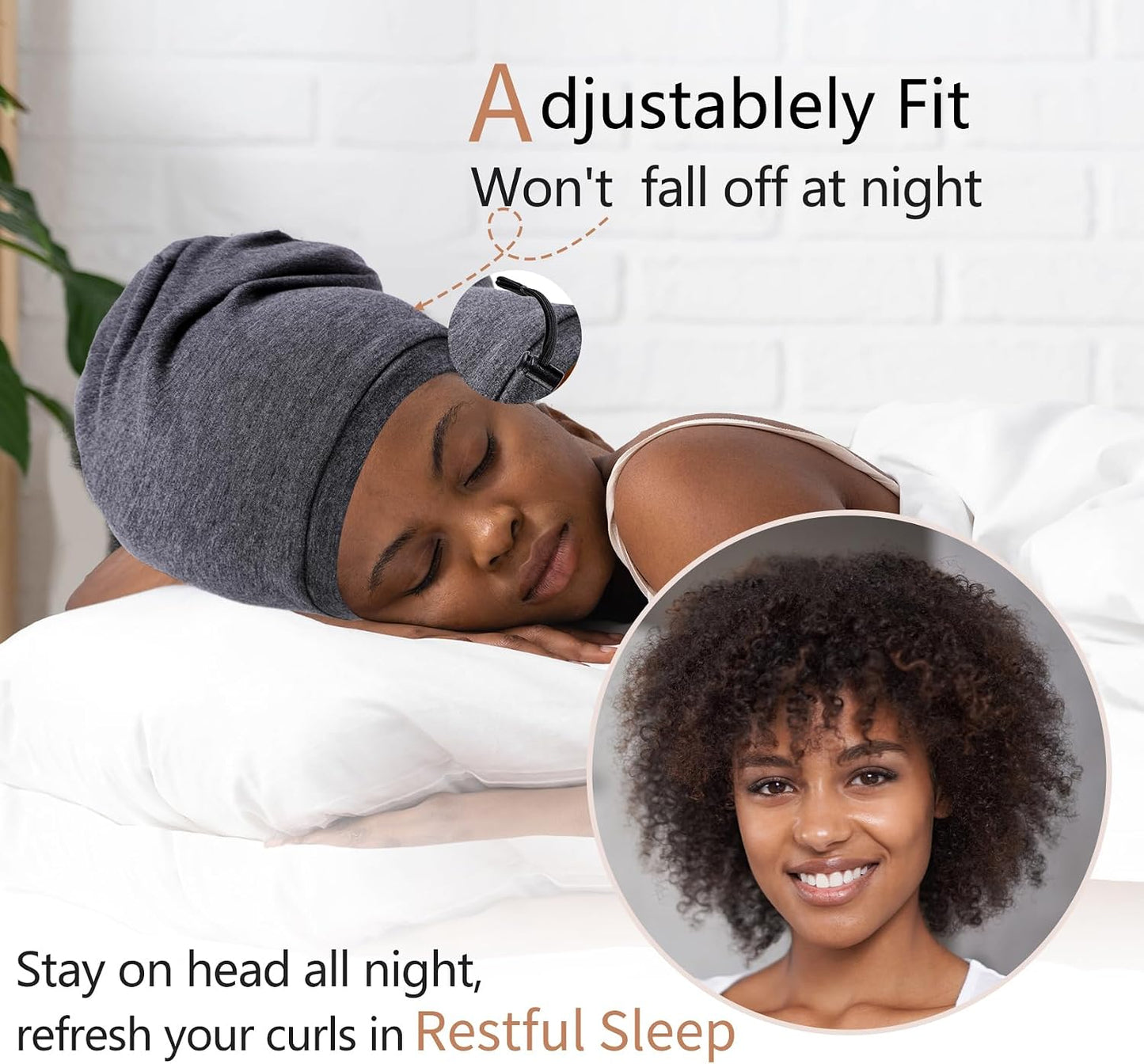Adjustable Silk Hair Bonnet - Satin Lined Sleep Cap for Women & Men | 2 Pcs Set