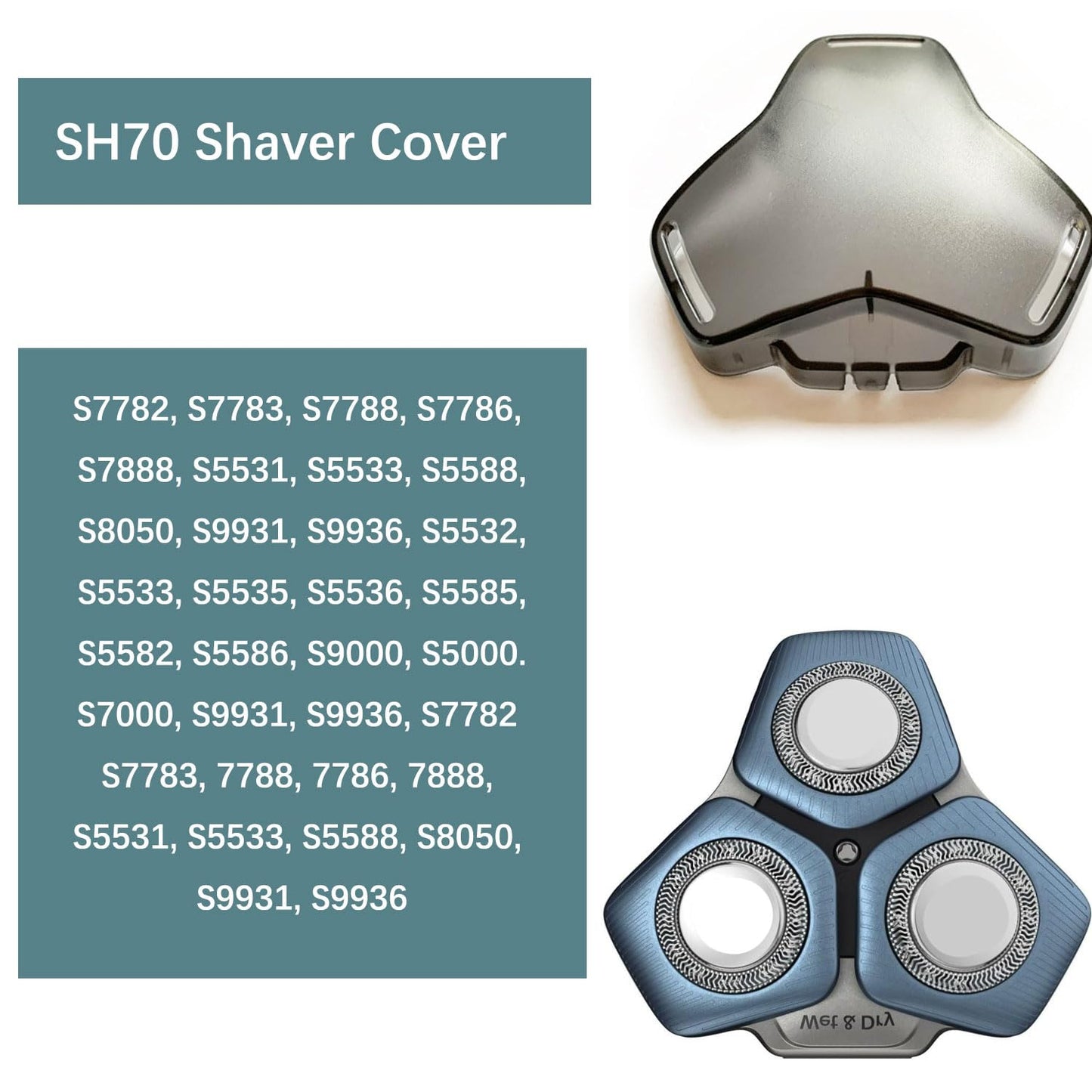 Gleway Shaver Head Cover Cap Cover for S5000 S7000 S9000 Series SH50 SH70 SH90, and Cleaning Brush 1Pack, Razor Cover Guard for Model S7782 S7783 7788 7786 7888 S5531 S5533 S5588 S8050 S993