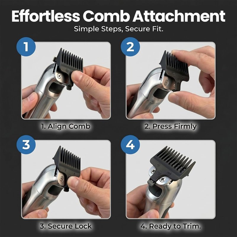 Guide Comb Set for 40mm T-Blade Trimmer, Trimmer Guard for Precise Hair & Beard Trimming, Compatible with Wahl T-Blade Trimmers - 8 Sizes Available