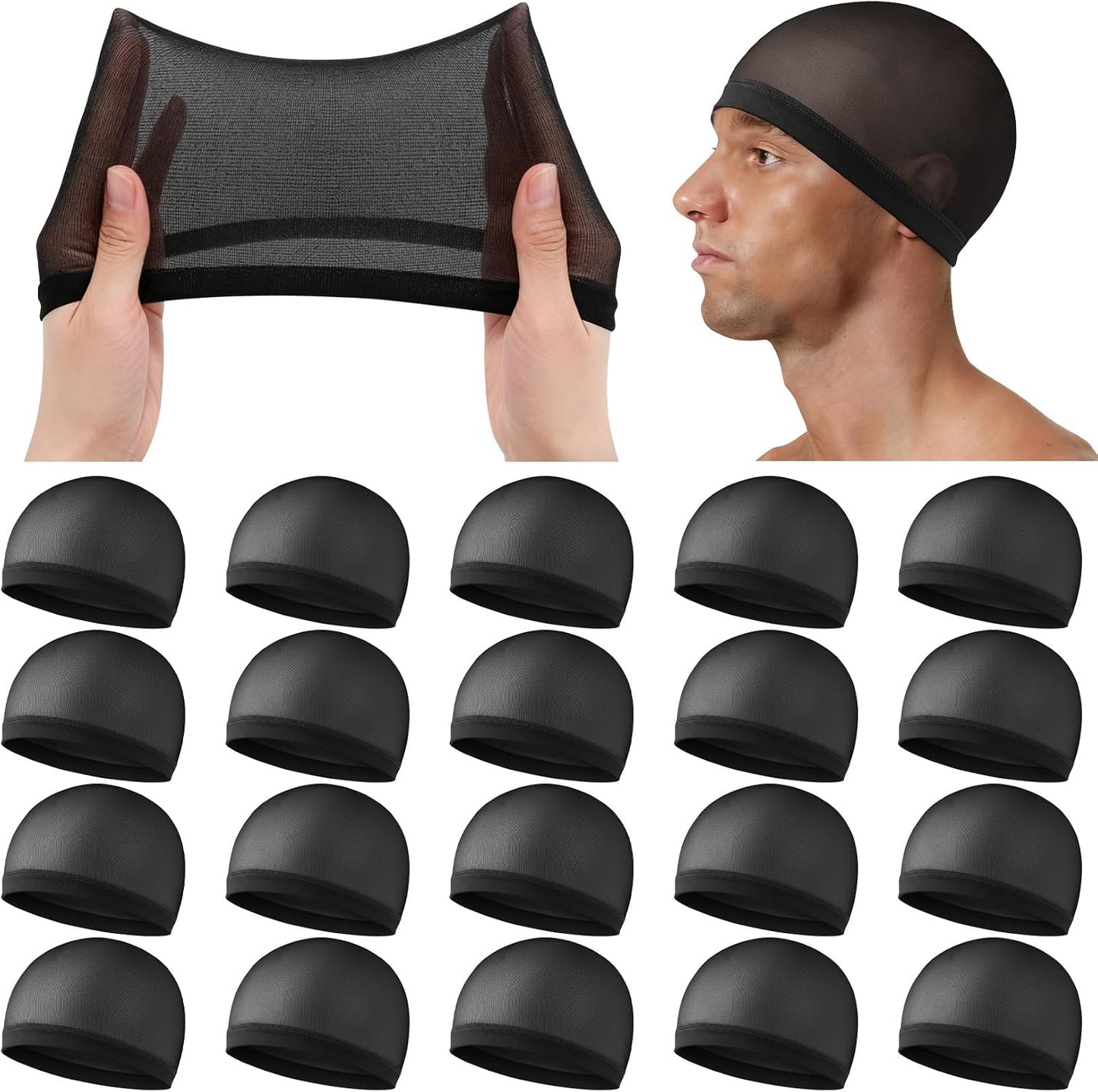 Wave Caps for Men - Stretchy Nylon Skull Cap for Sleep | Anti-Slip, Breathable, 10/20/50 Pcs