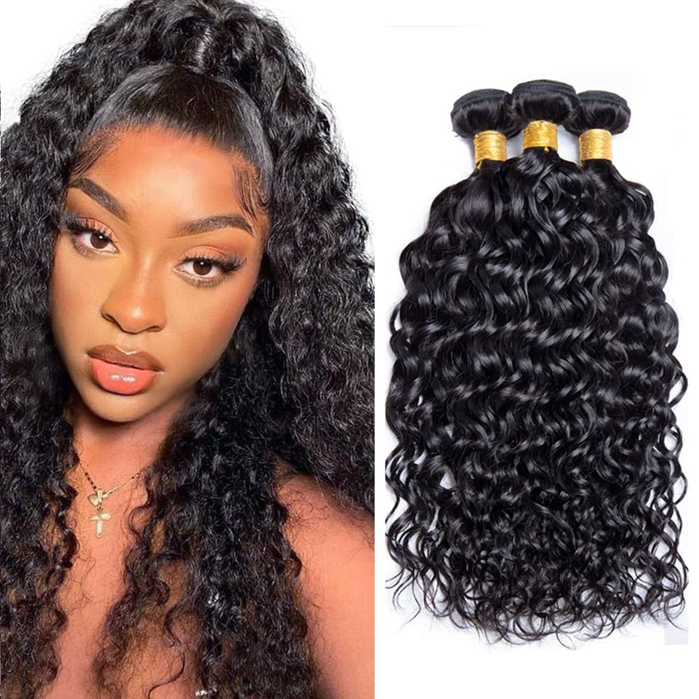 Wet and Wavy Bundles Human Hair 18 20 22 Inch 300g Natural Black Color 8A Unprocessed Virgin Hair 3 Bundles Color #1B Water Wave Bundle
