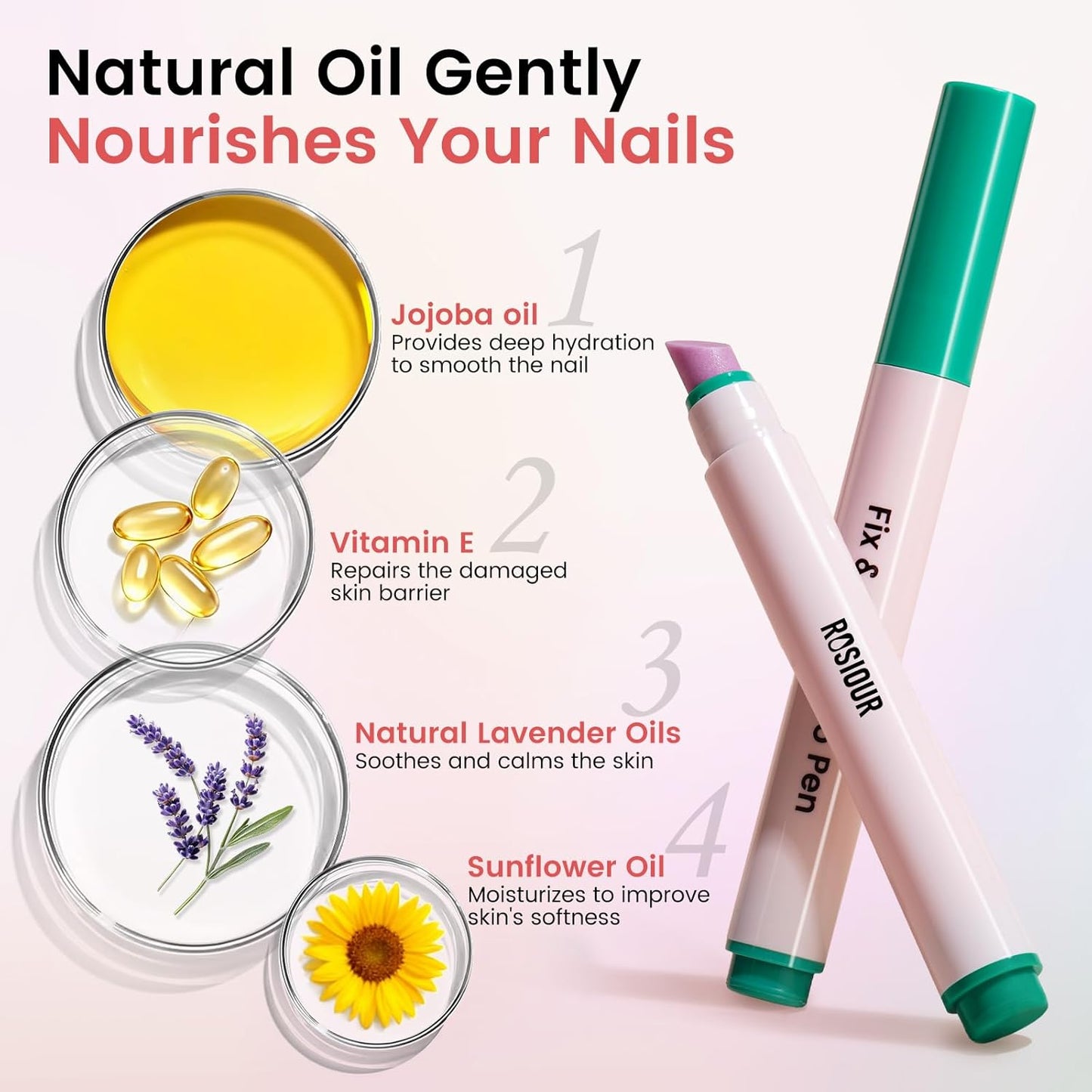 Ceramic Cuticle Oil Pusher Pen | 3-in-1 Cuticle Remover & Nail Care Tool for Hangnails, Dry Nails, Moisturizing