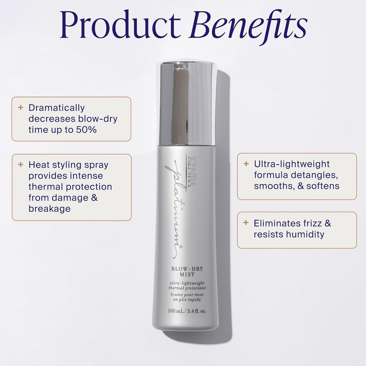 Kenra Platinum Blow-Dry Mist - Ultra-Lightweight Thermal Protectant for Fine to Medium Hair | Detangles, Smooths & Softens