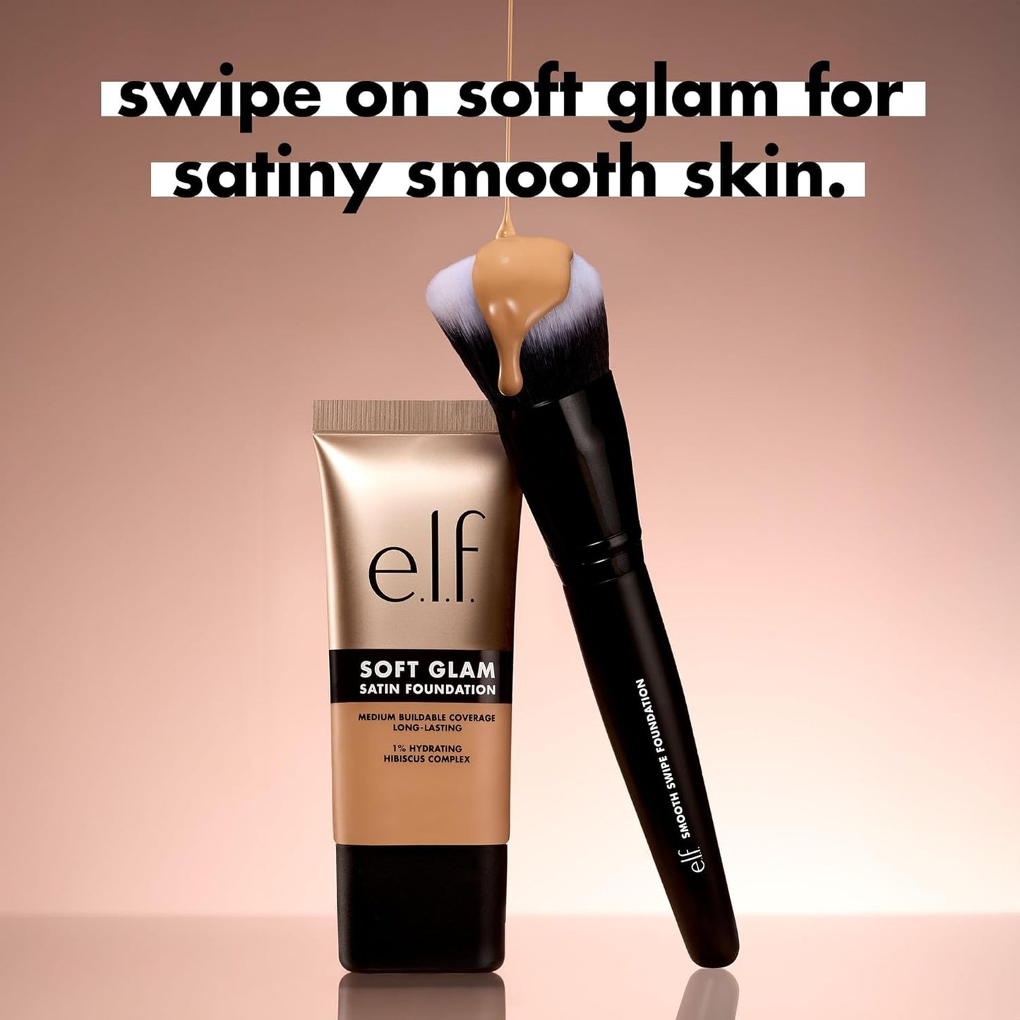 e.l.f. Smooth Swipe Foundation Brush - Natural Finish Makeup Brush for Liquid & Cream Formulas | Vegan & Cruelty-Free
