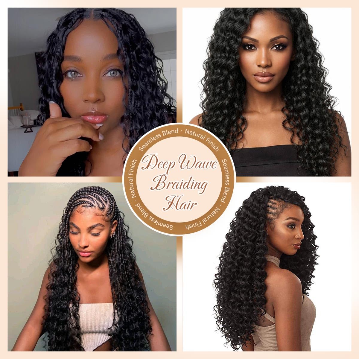 Feather Crochet Hair Extensions - 18 Inch Invisible Curly Deep Wave | 100 Strands Natural Black
