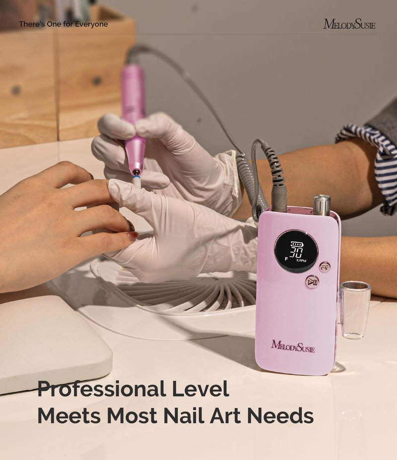 MelodySusie Entry-Level Clip-On Rechargeable Nail Drill, SC320F 30000RPM E-File with Pastel & Colorful Design for Manicure Shaping & Gel Removal, Ideal for Training, Nail Art Practice & Home Use