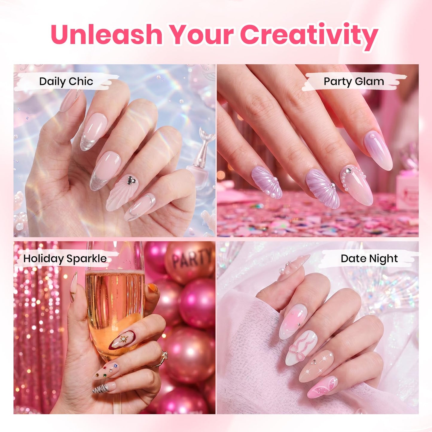 Beetles 3D Gel Nail Art, 5 in 1 Sculpting Clear Gel Glue, No Wipe Hema-Free for Drawing, Molding, Nail Charms, Rhinestones & Chrome Powder, Beginner-Friendly, DIY Home & Salon, UV/LED Lamp Needed,15g