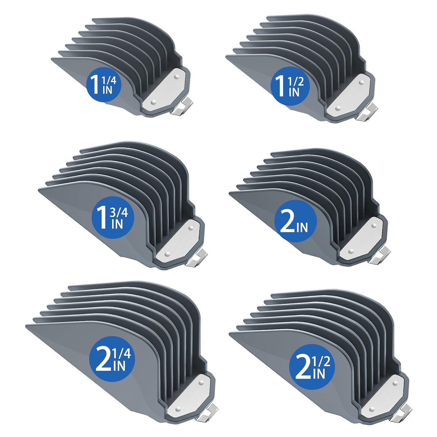 Hair Clipper Guards Set - 6 Cutting Lengths with Metal Clip | Fits Most Wahl Clippers (Black)