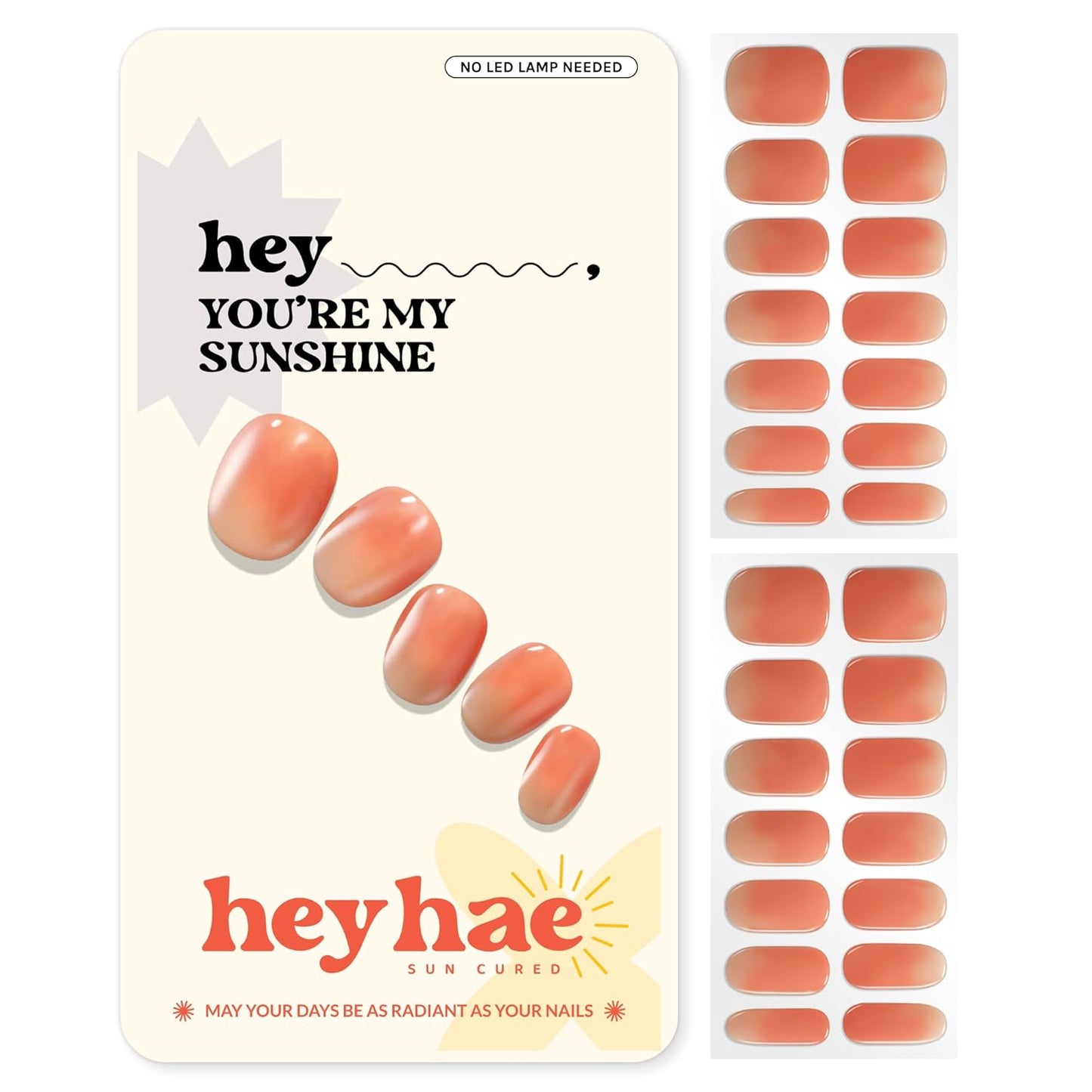 Semi Cured Gel Nail Strips - Ombre Beige Brown | Easy Apply & Remove, Salon Quality | 28 Strips, Prep Pads, Nail File & Stick
