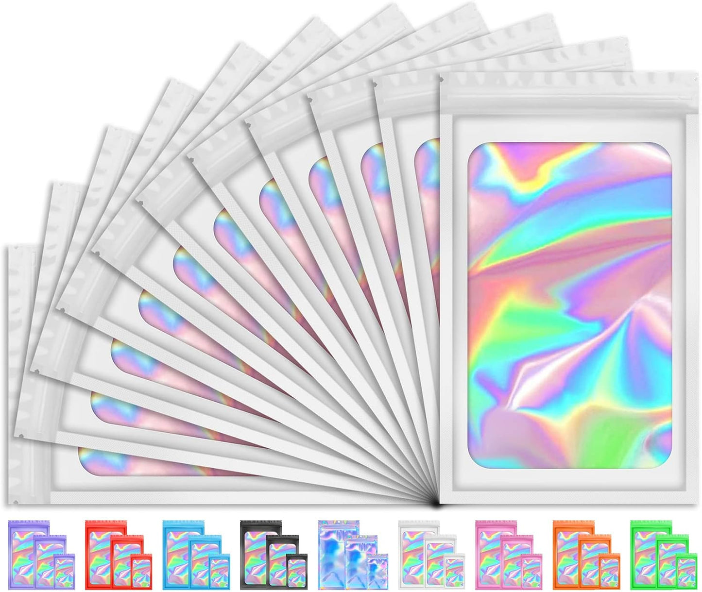 Holographic Smell Proof Bags - 100 PCS Resealable Mylar Gift Bags for Food & Jewelry | 3x5 Inch