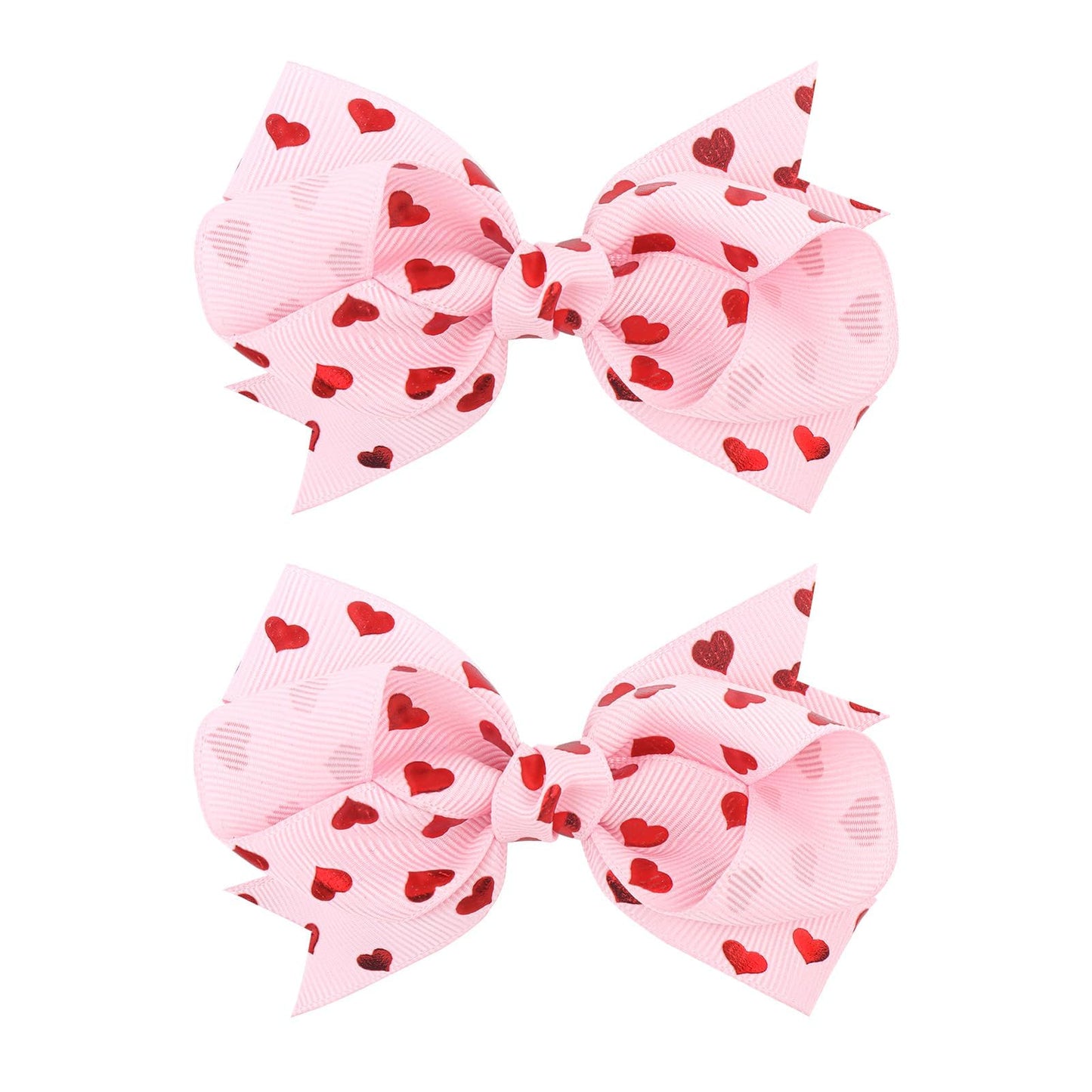 YanJie 4'' Hair Bow Clips Love Heart Hair Clips Valentines Hair Accessories Red Pink Bow Hair Barrettes Heart Print Boutique Alligator Toddler