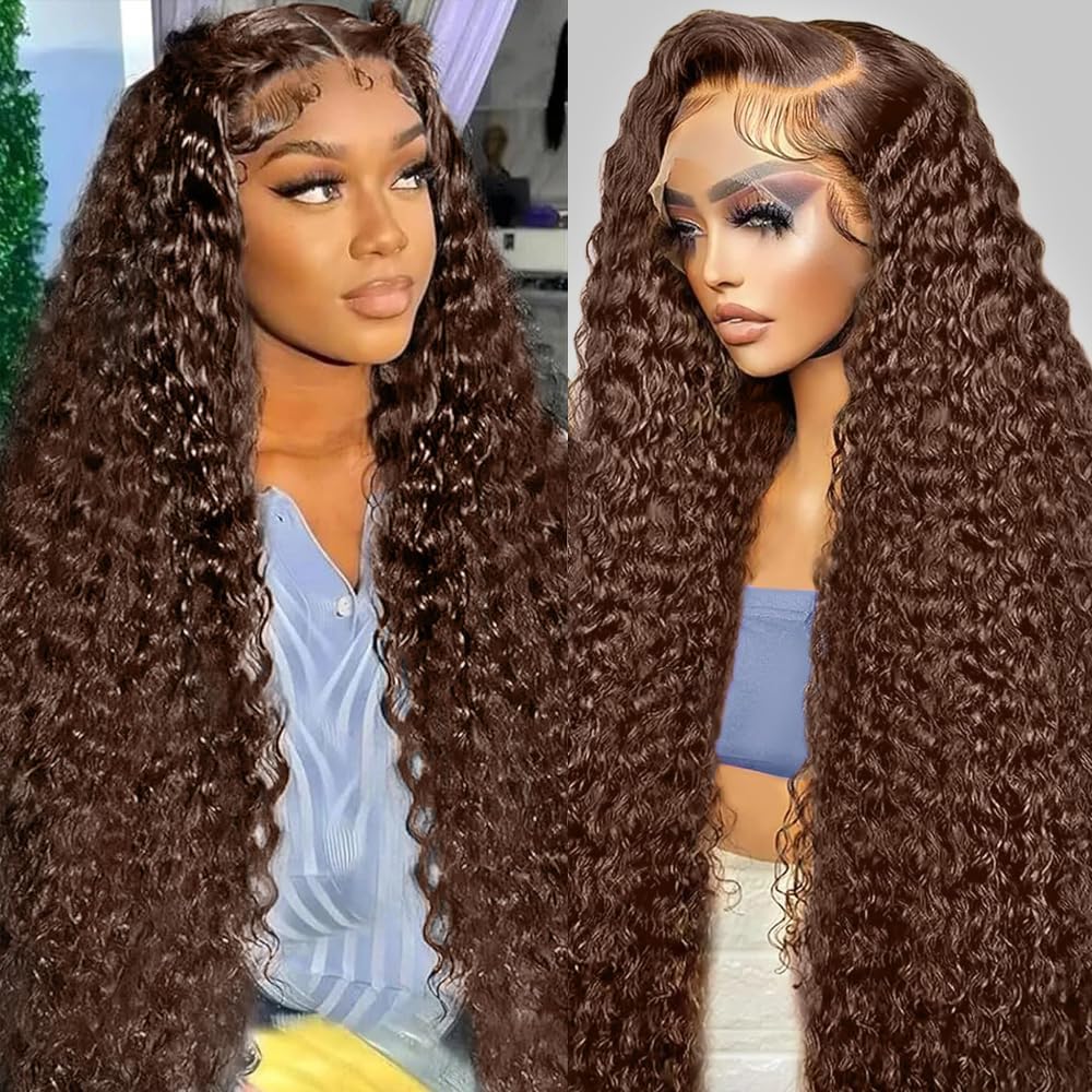 Burgundy 250 Density Human Hair Wig - 30 Inch 13x6 Deep Wave Lace Front | Pre-Plucked HD Transparent Lace Frontal for Women
