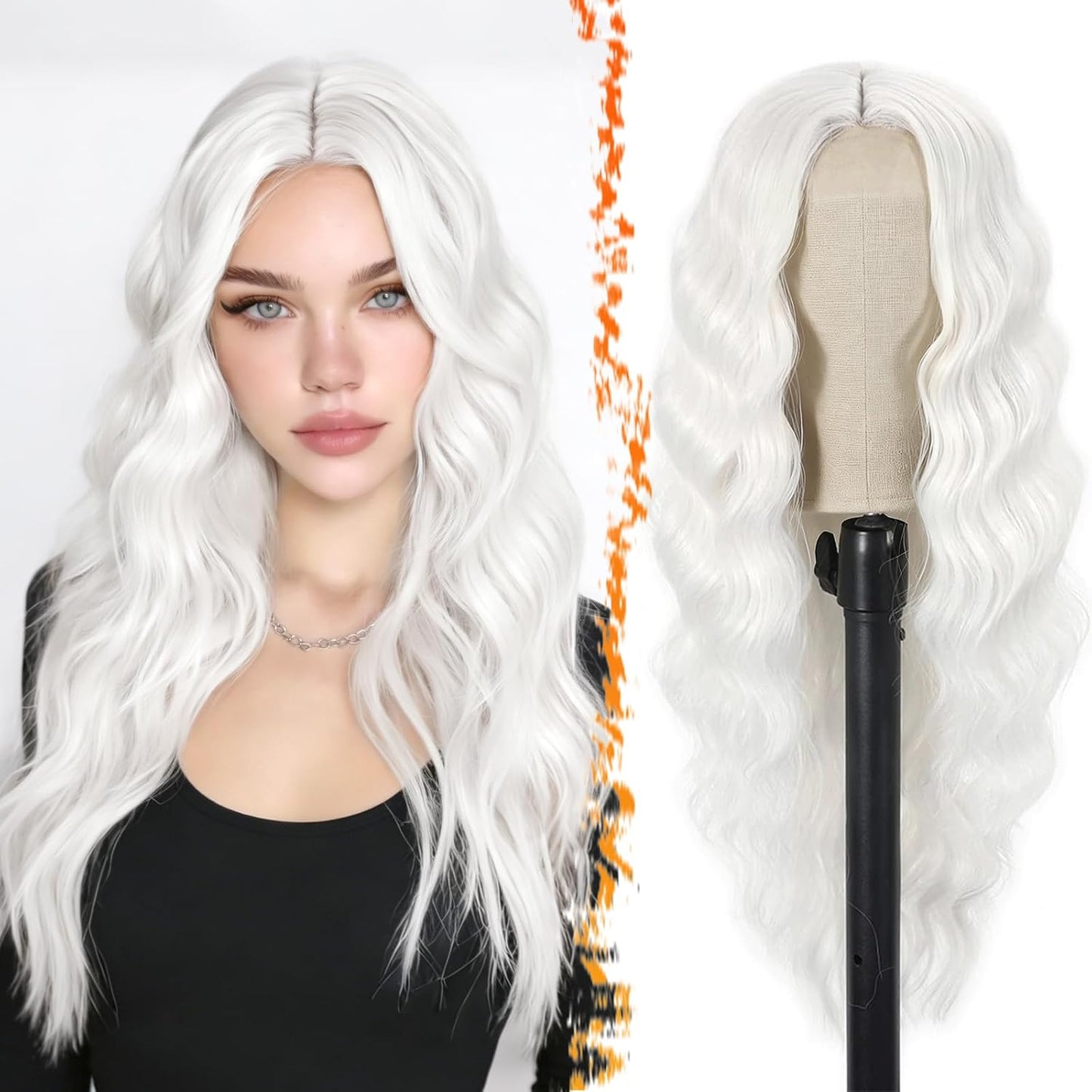 18 Inch Wavy Beige Blonde Wig - Medium Length Synthetic Wig for Women | Natural Soft Waves for Daily Wear & Parties